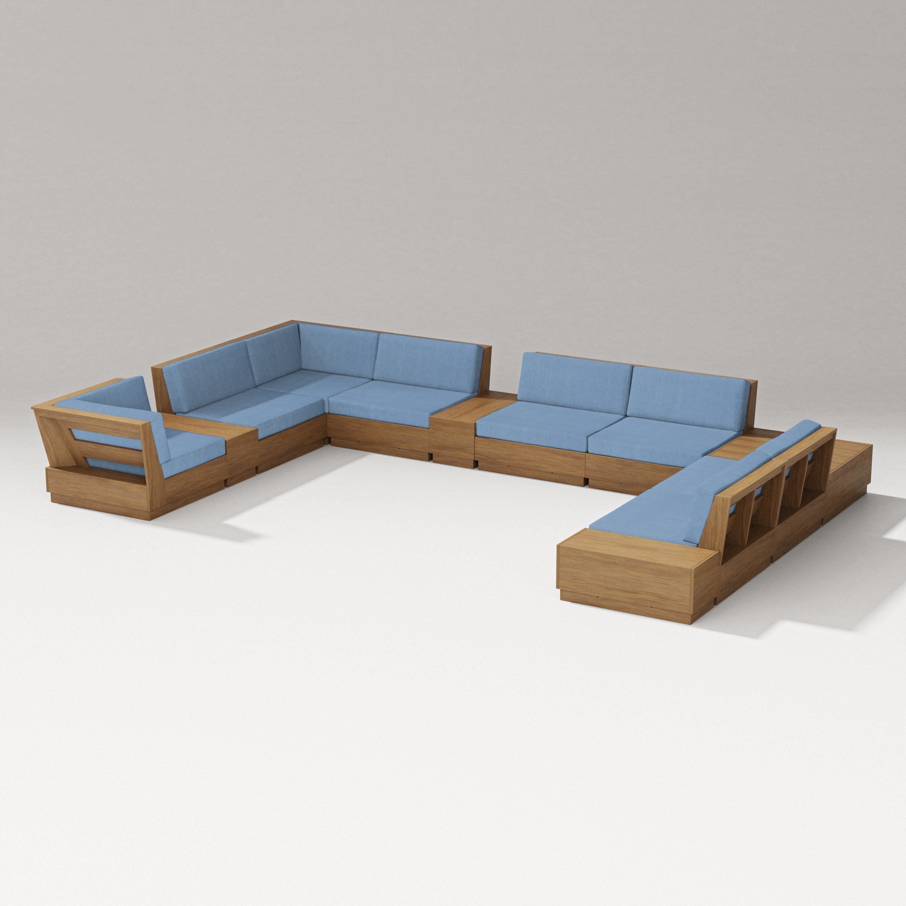 Elevate 12-Piece Conversation Sectional Set in Natural / Sky Blue