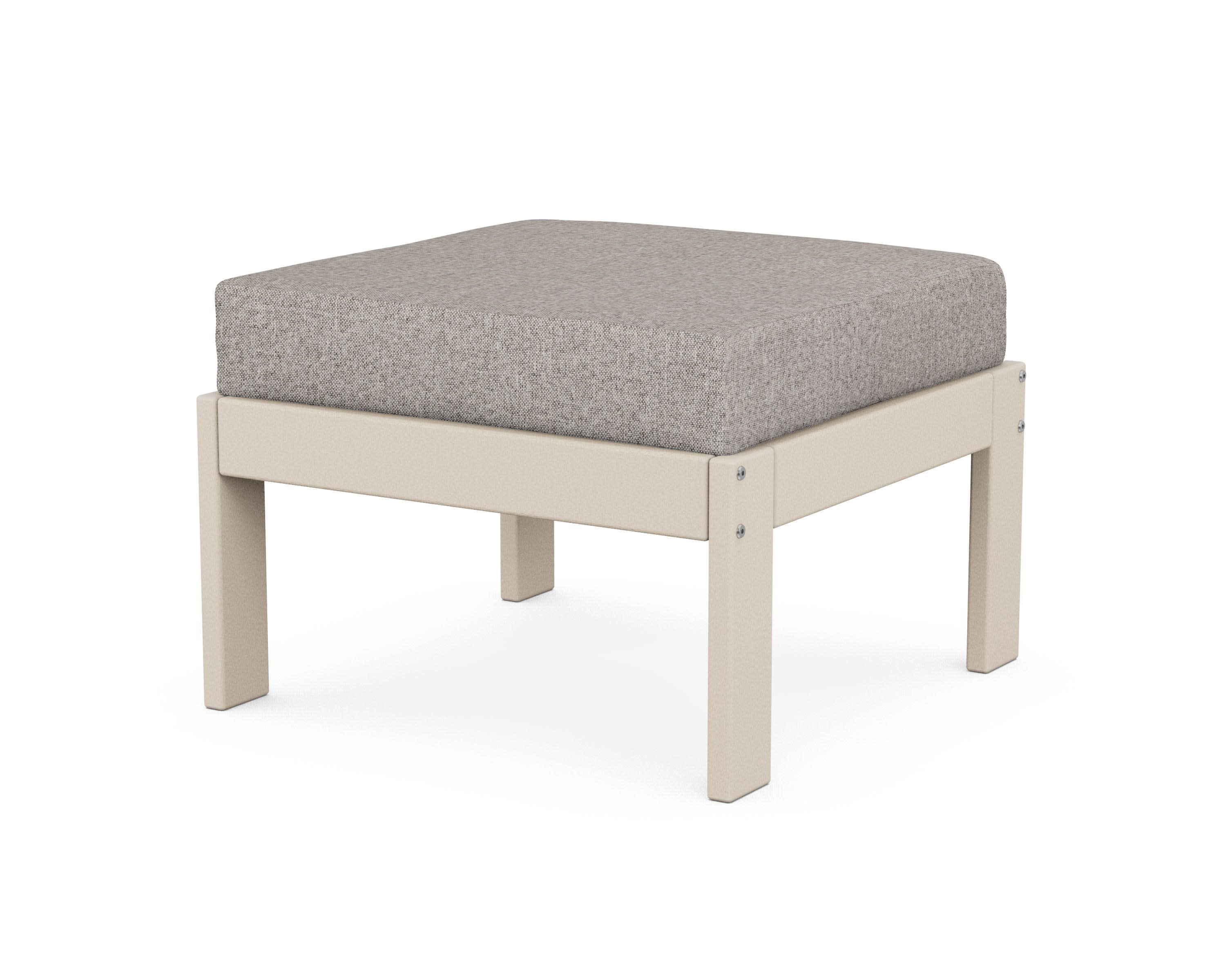 Vineyard Modular Ottoman in Sand / Weathered Tweed
