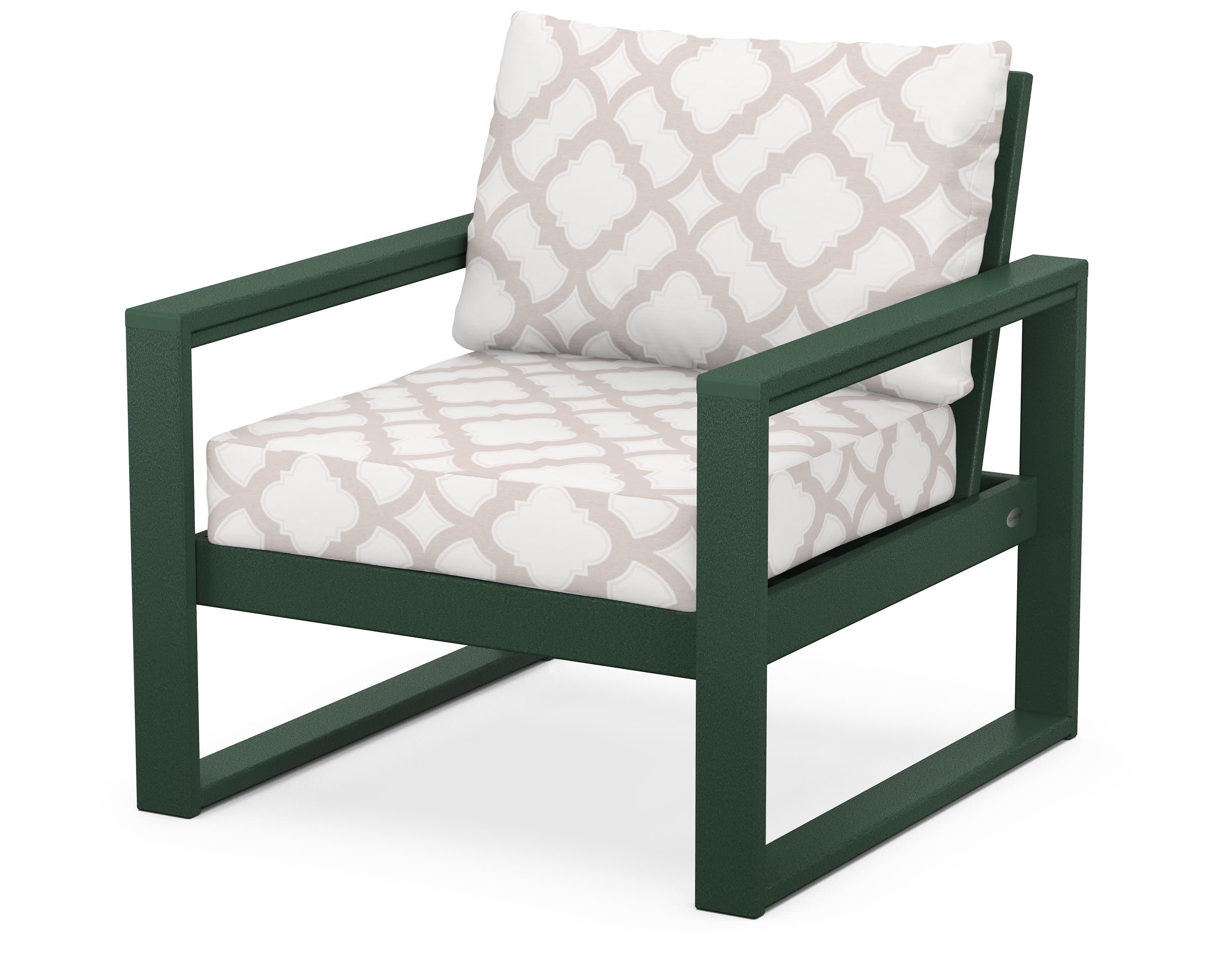 EDGE Club Chair in Green / Trellis Dune Burlap