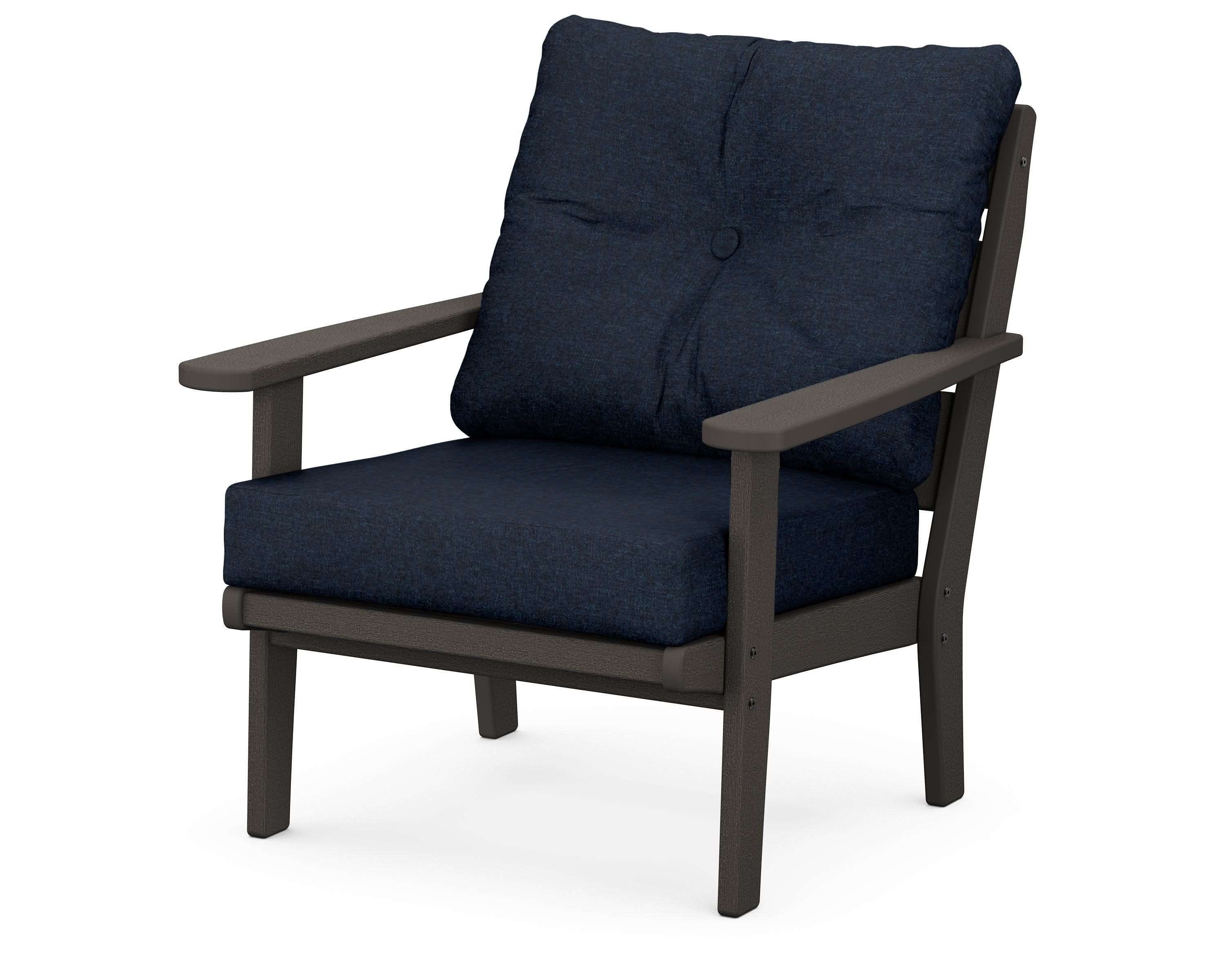 Lakeside Deep Seating Chair in Vintage Coffee / Marine Indigo