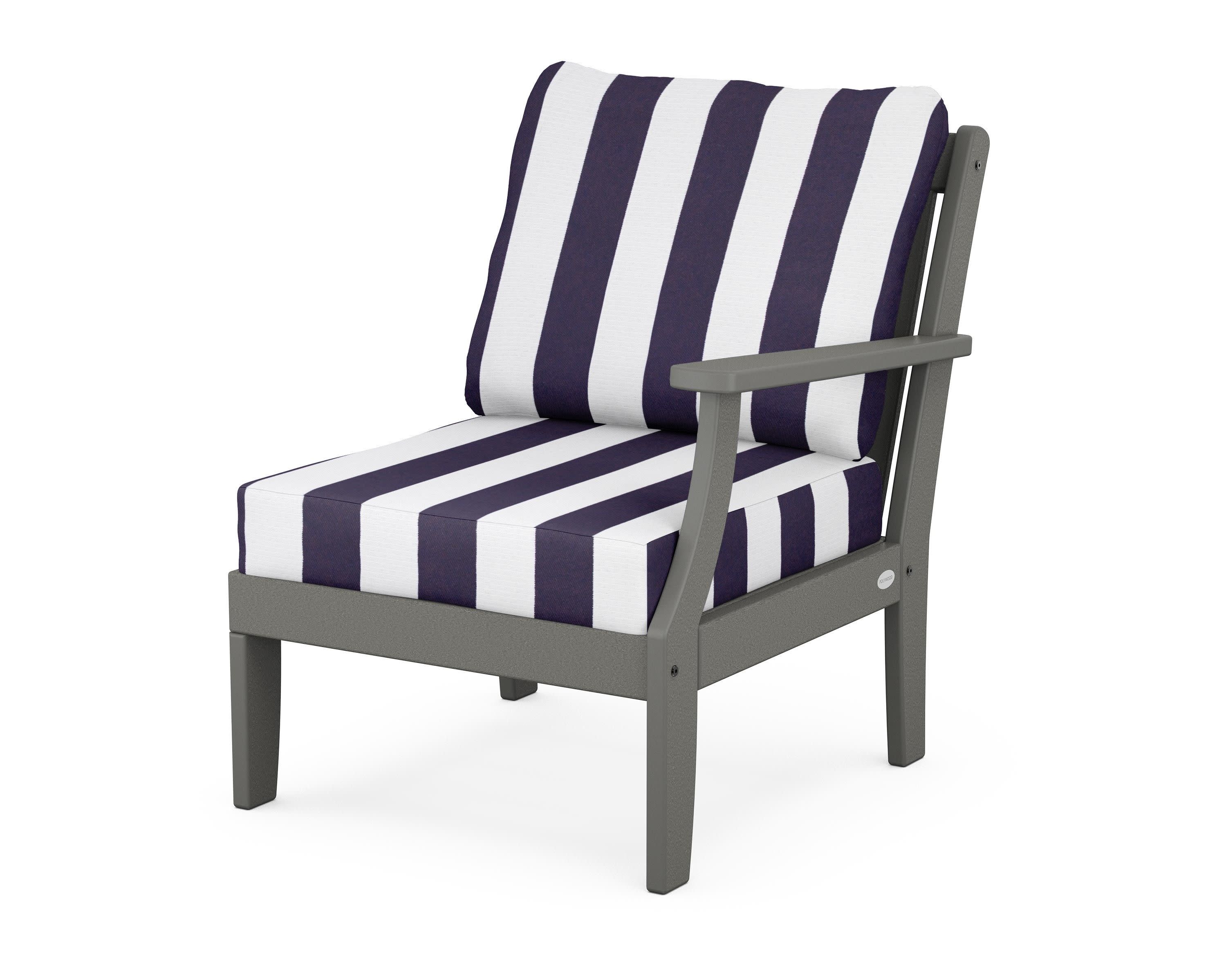 Braxton Modular Right Arm Chair in Slate Grey / Cabana Stripe Navy