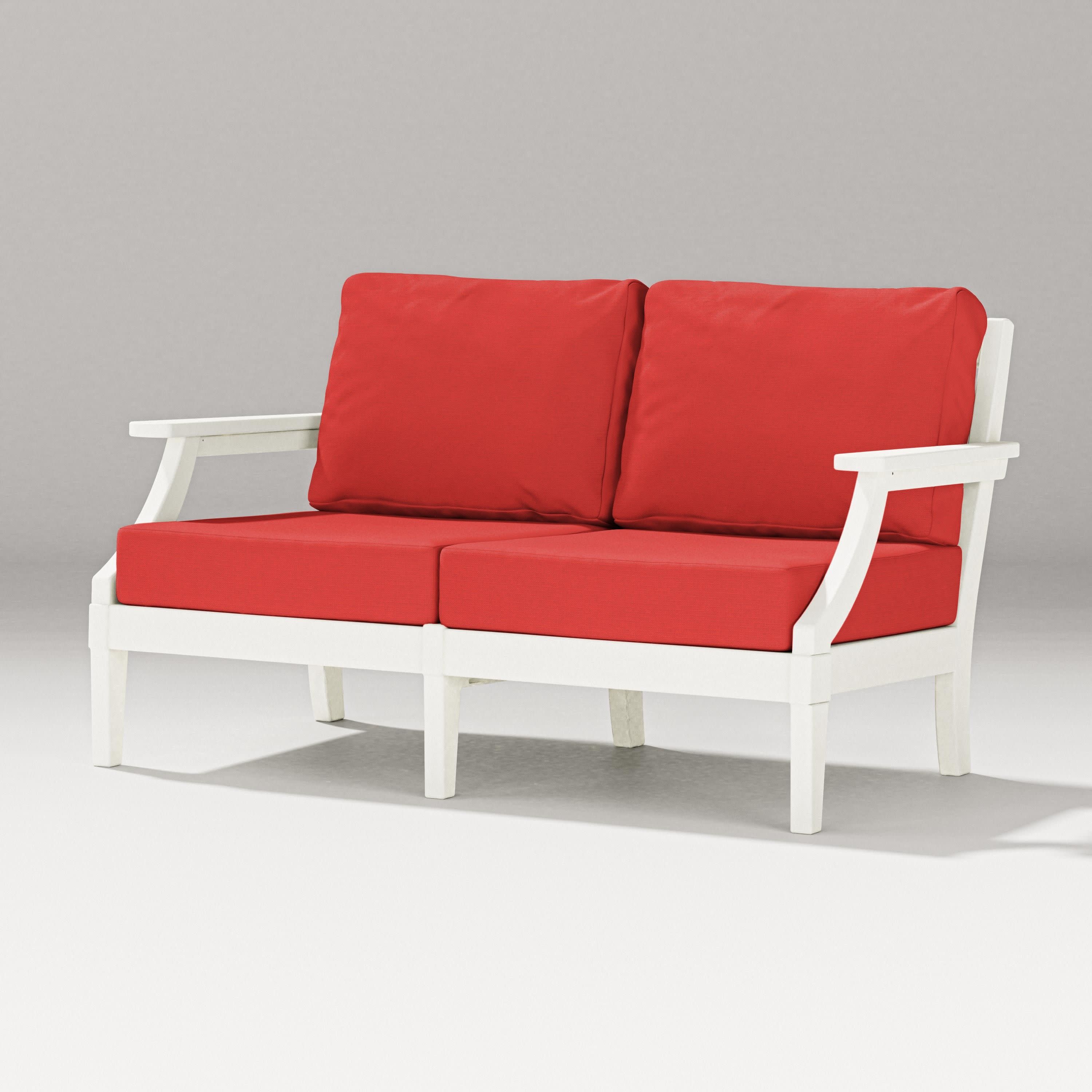 Estate Loveseat in Vintage White / Crimson Linen