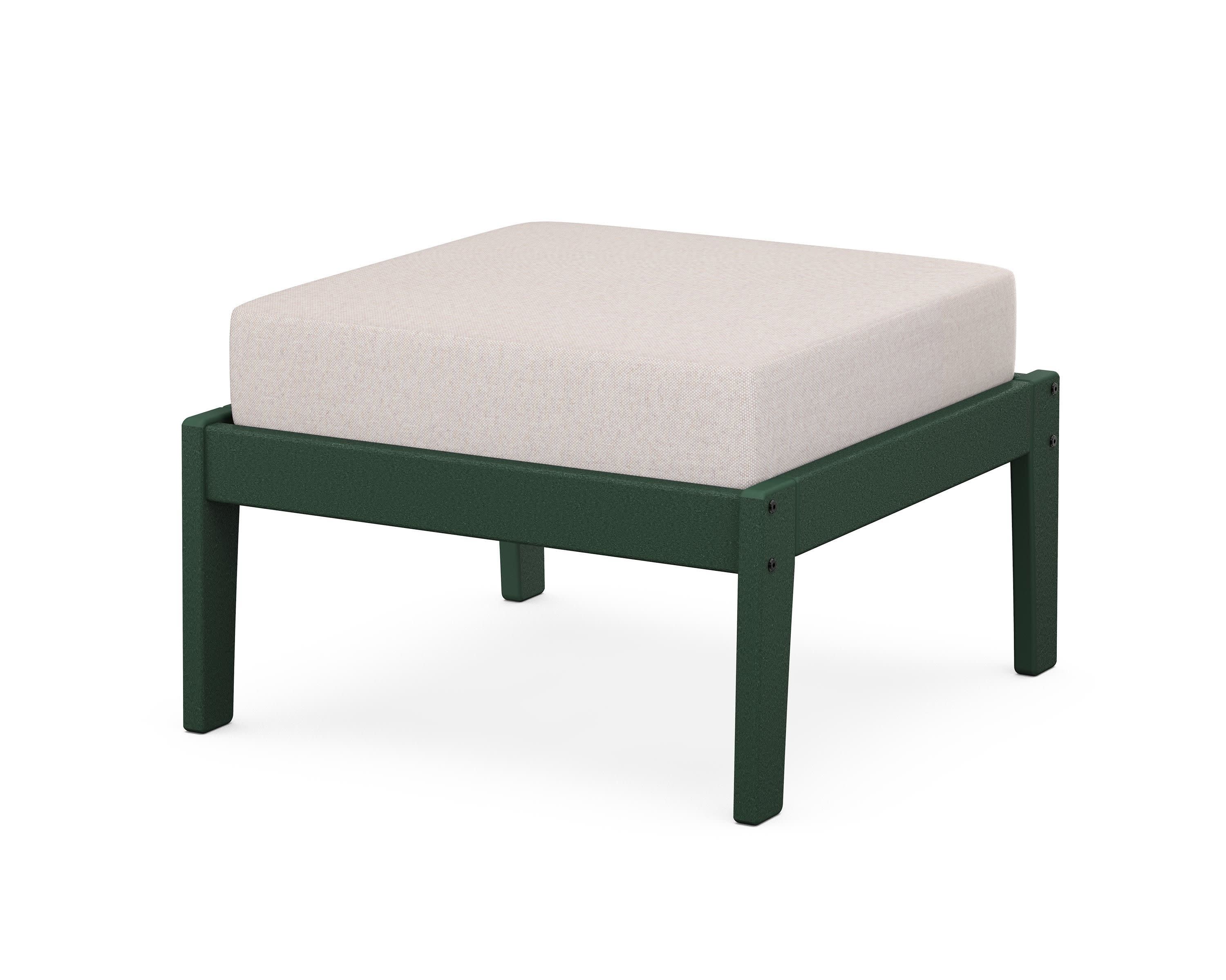 Deep Seating Ottoman in Green / Dune Burlap