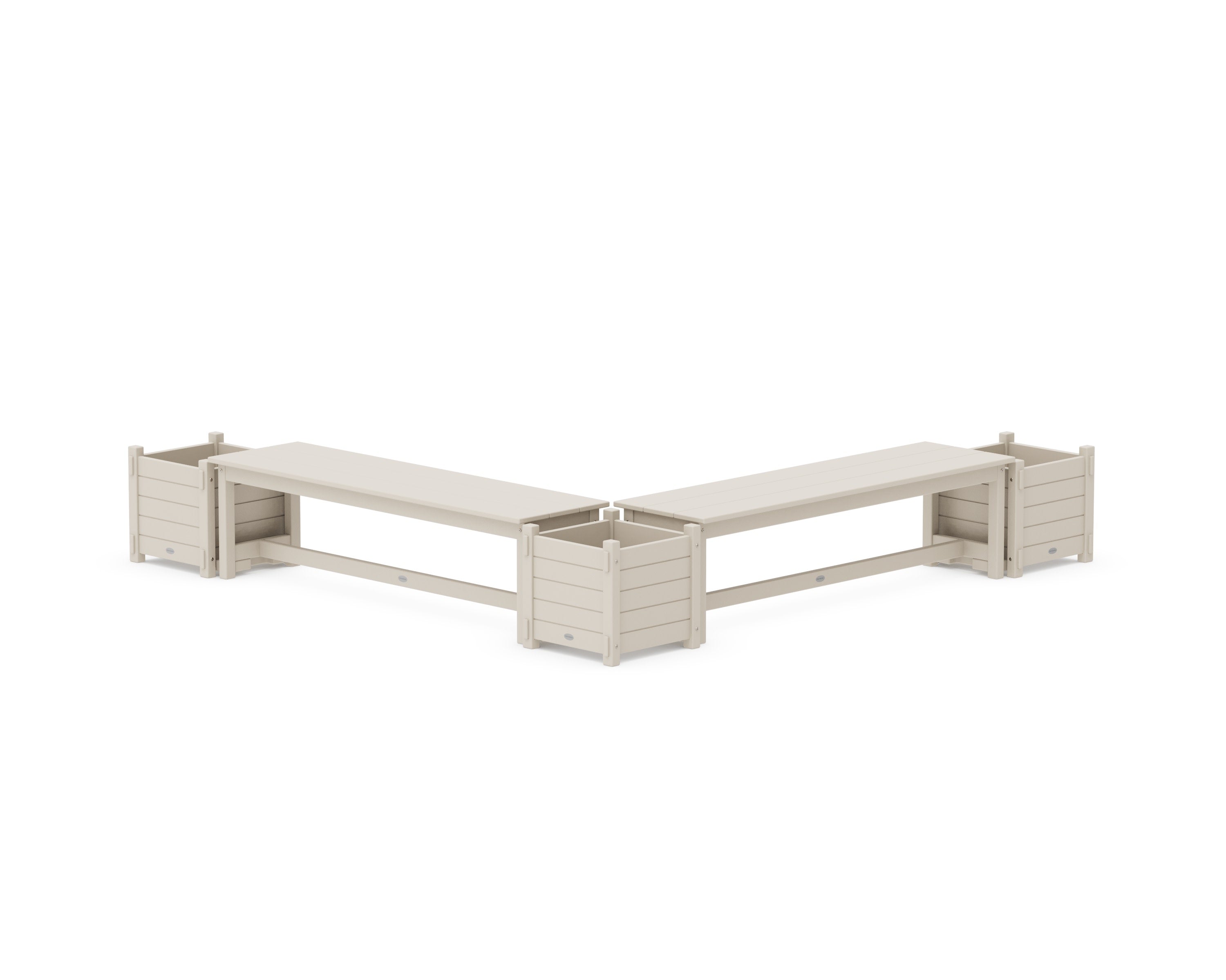 60" Nautical L- Shaped Planter Bench Corner Set in Sand