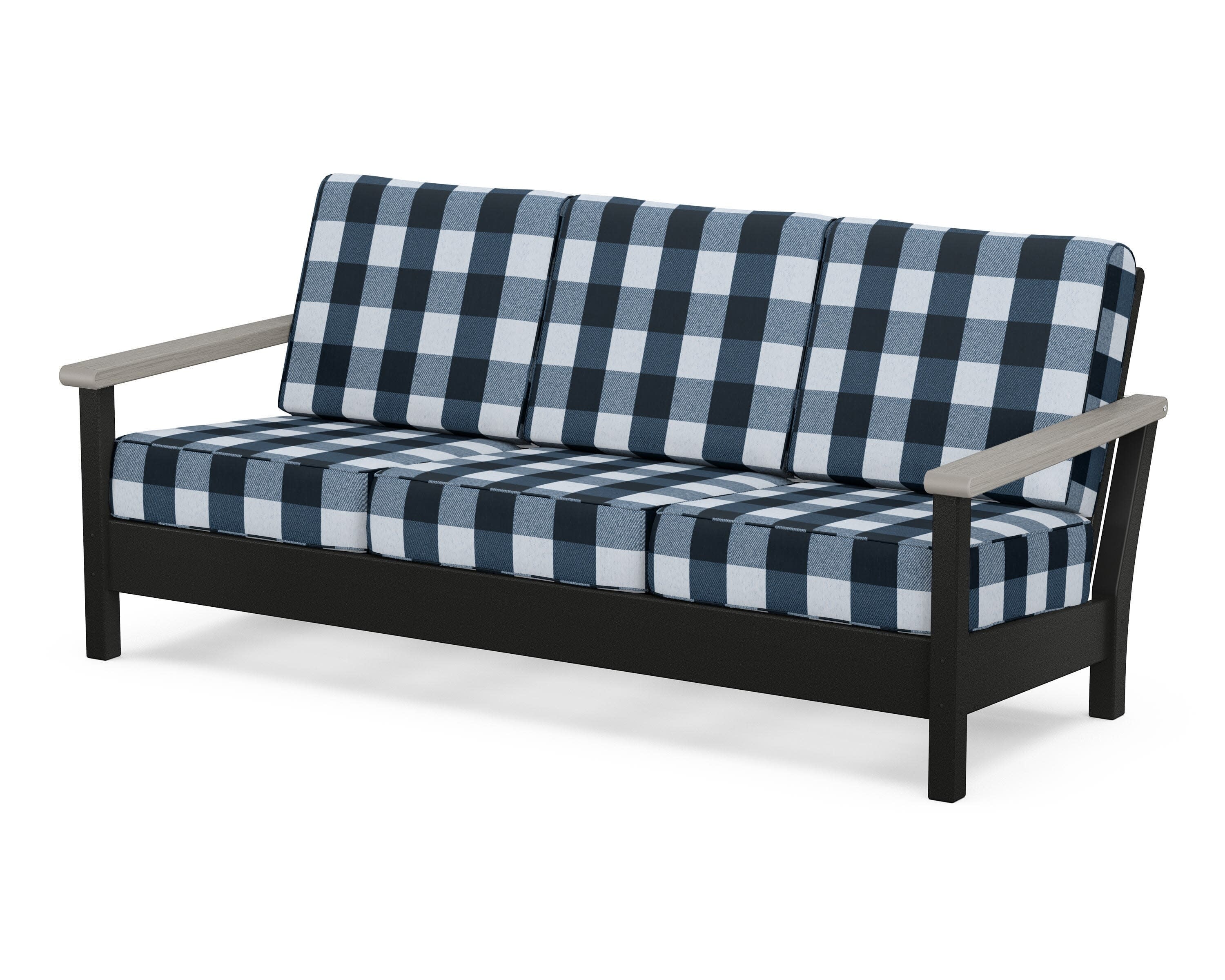Harbour Deep Seating Sofa in Black / Driftwood / Buffalo Plaid Marine Indigo