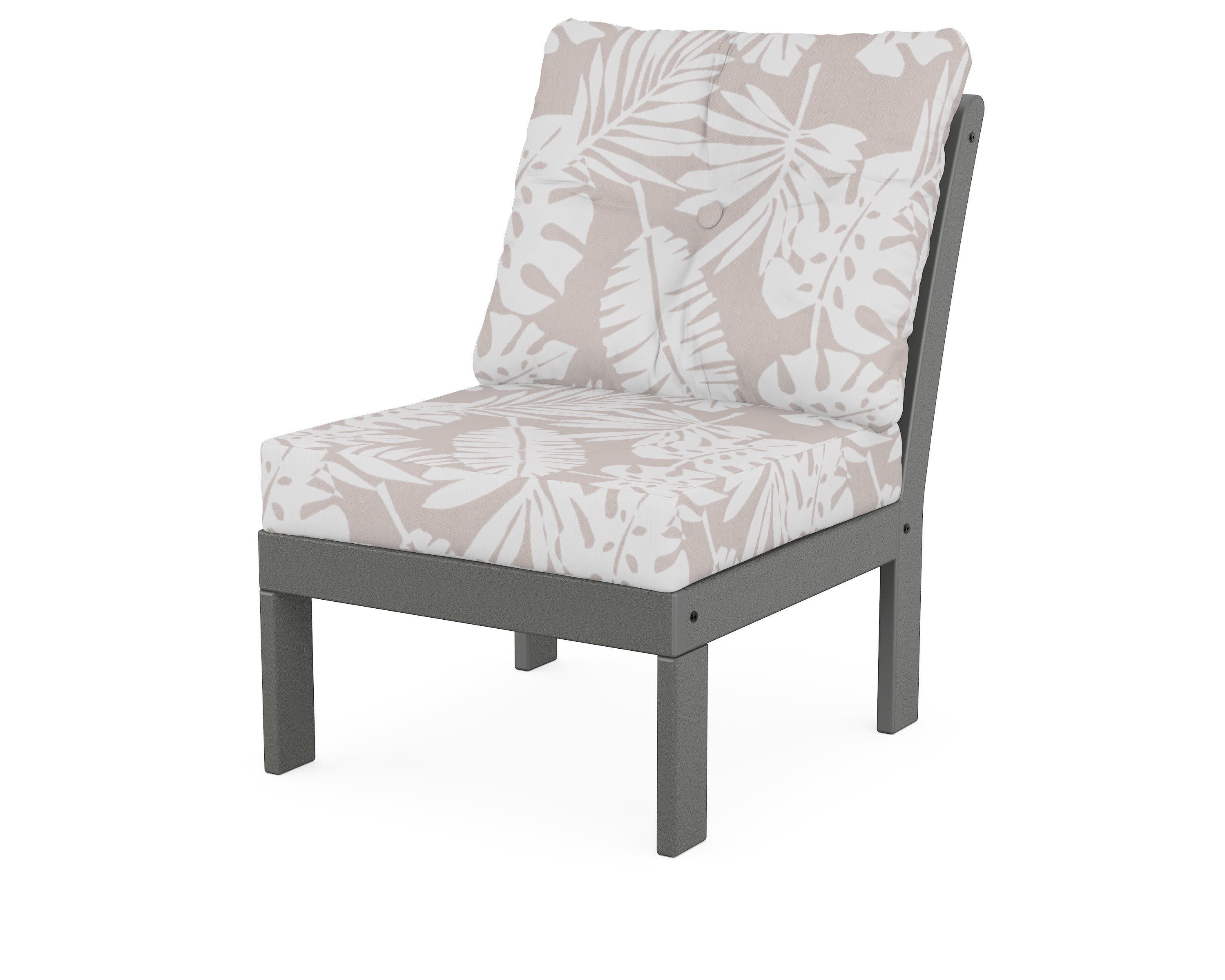 Vineyard Modular Armless Chair in Slate Grey / Leaf Dune Burlap