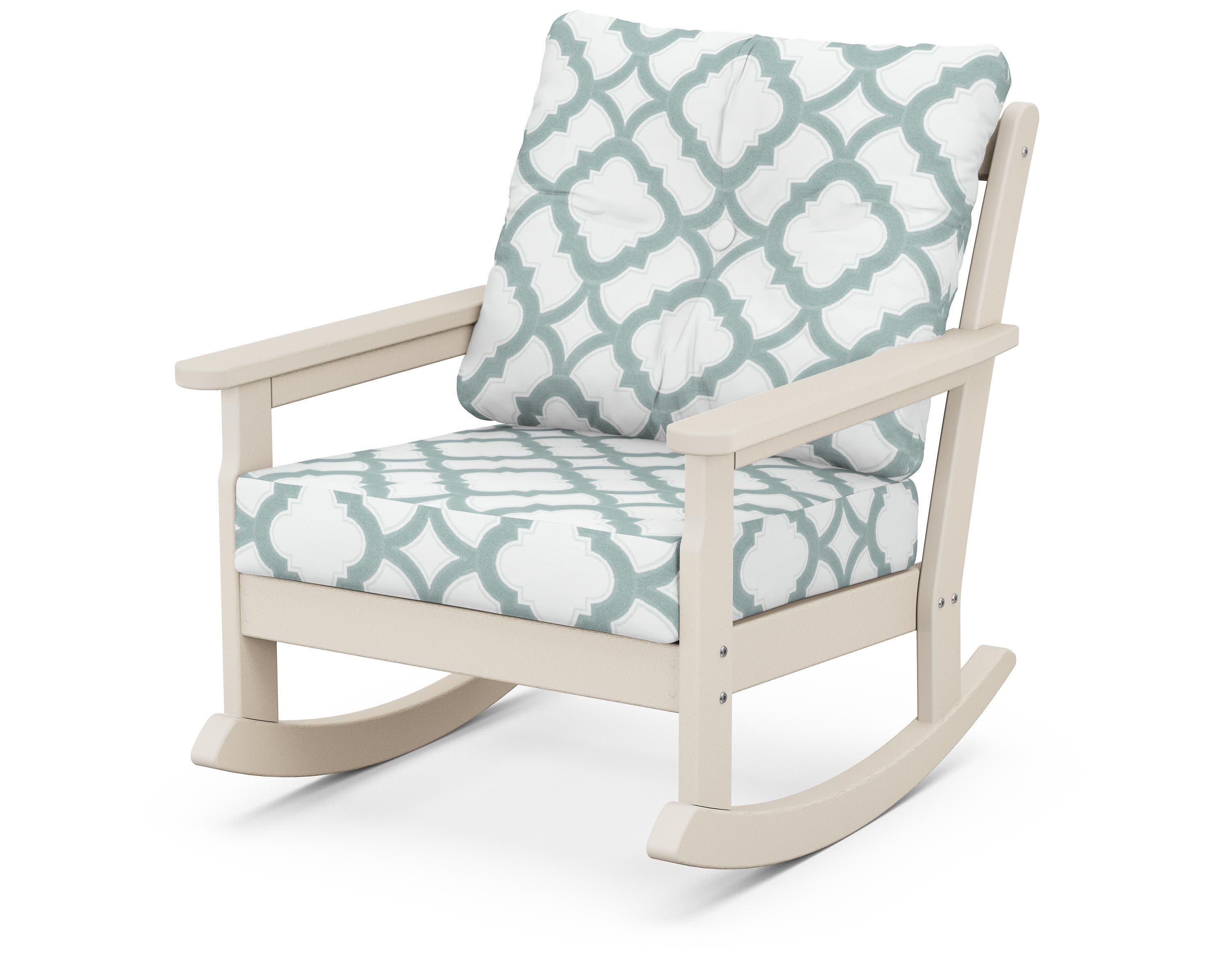 Vineyard Deep Seating Rocking Chair in Sand / Trellis Glacier Spa