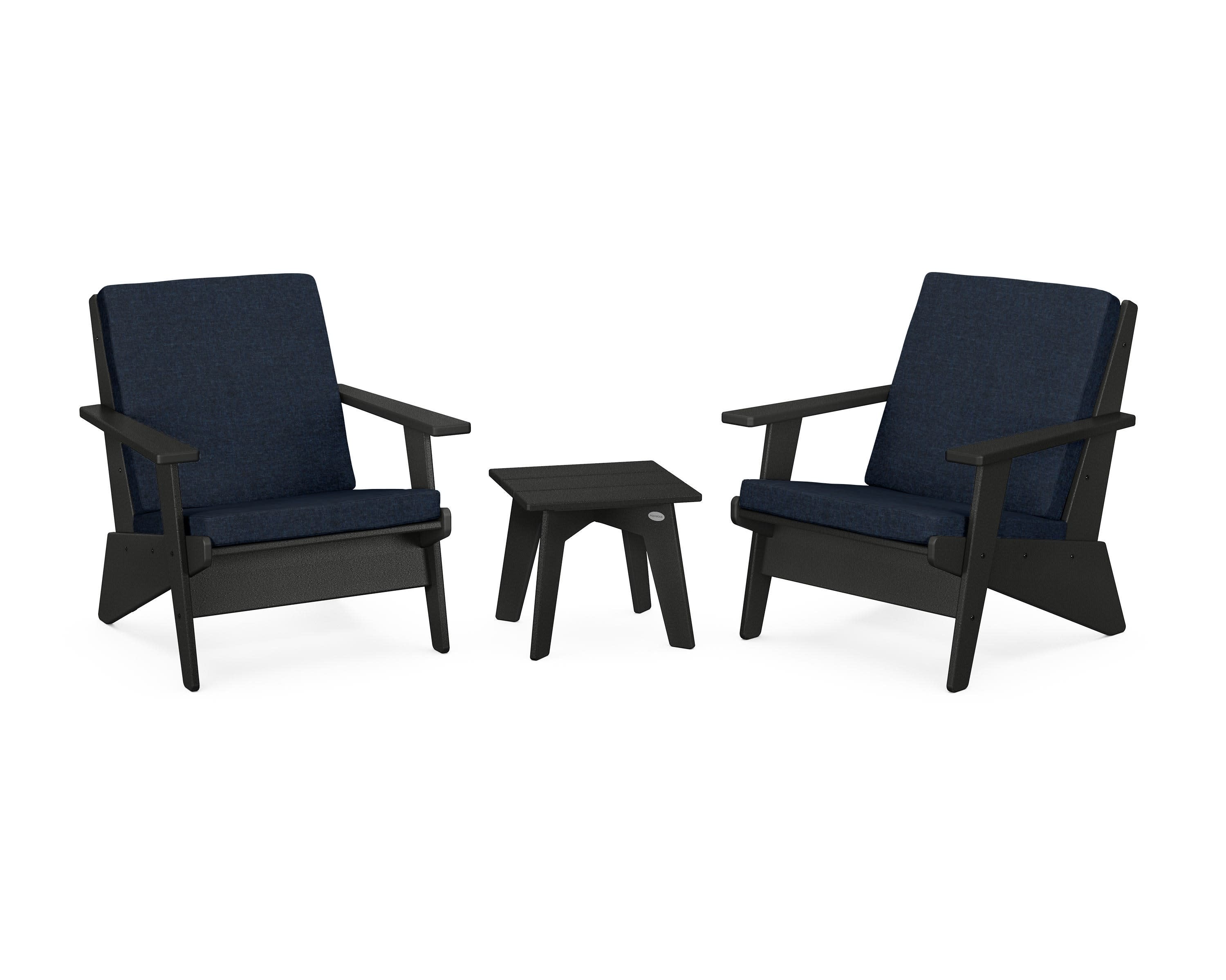 Riviera Modern Lounge 3-Piece Set in Black / Marine Indigo