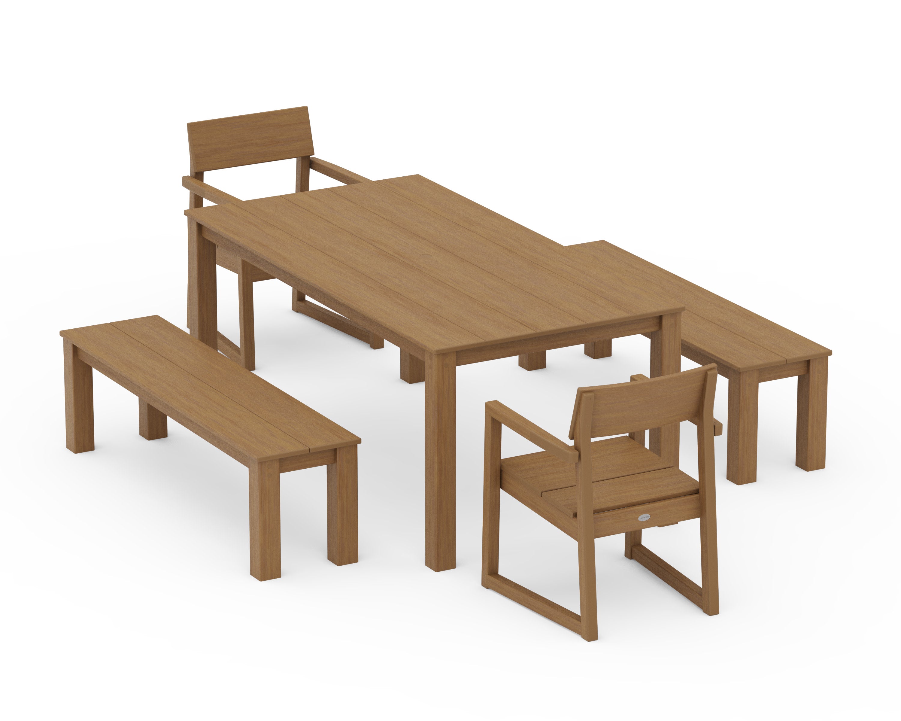 EDGE 5-Piece Parsons Dining Set with Benches in Natural