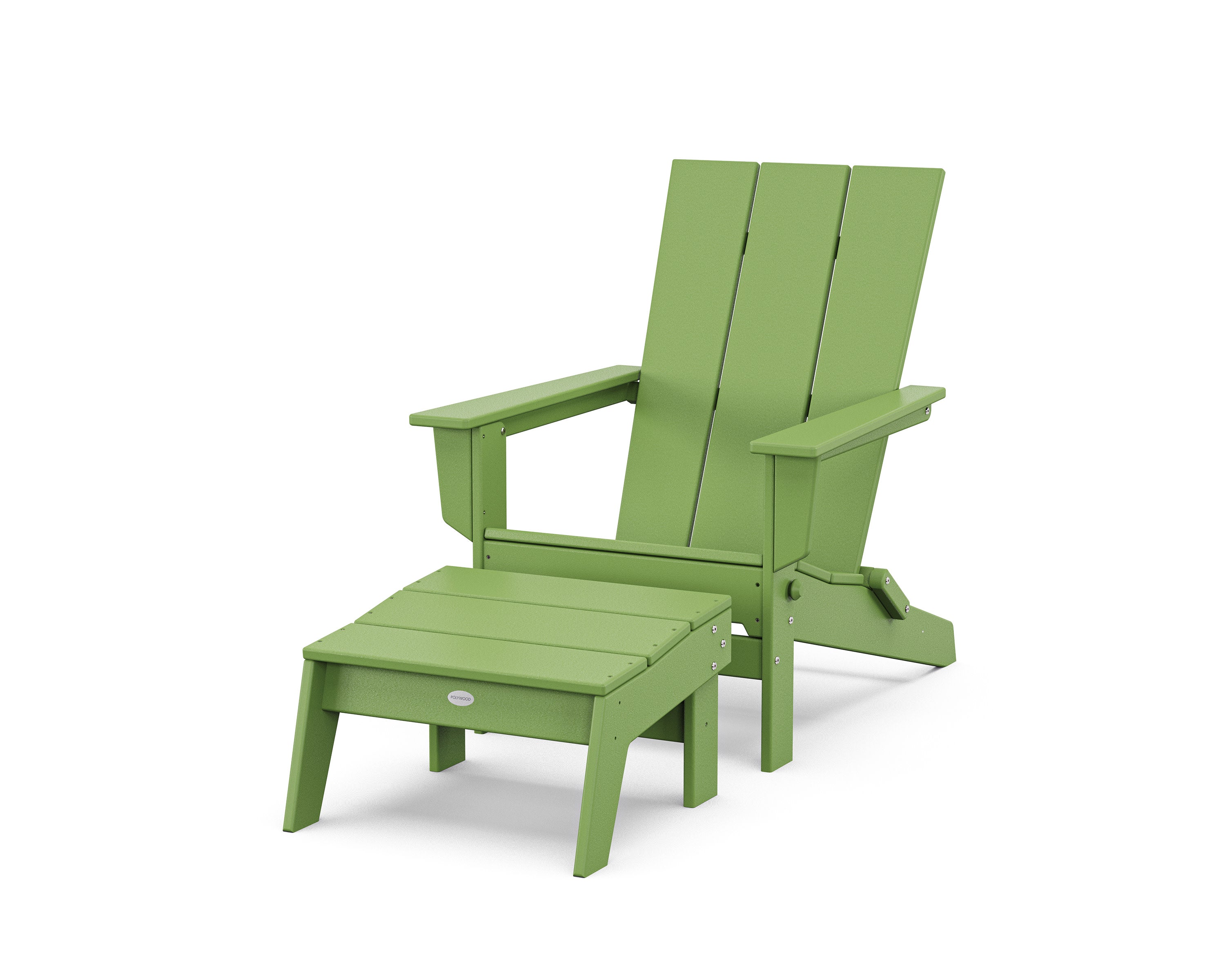 Modern Studio Folding Adirondack Chair with Ottoman in Lime
