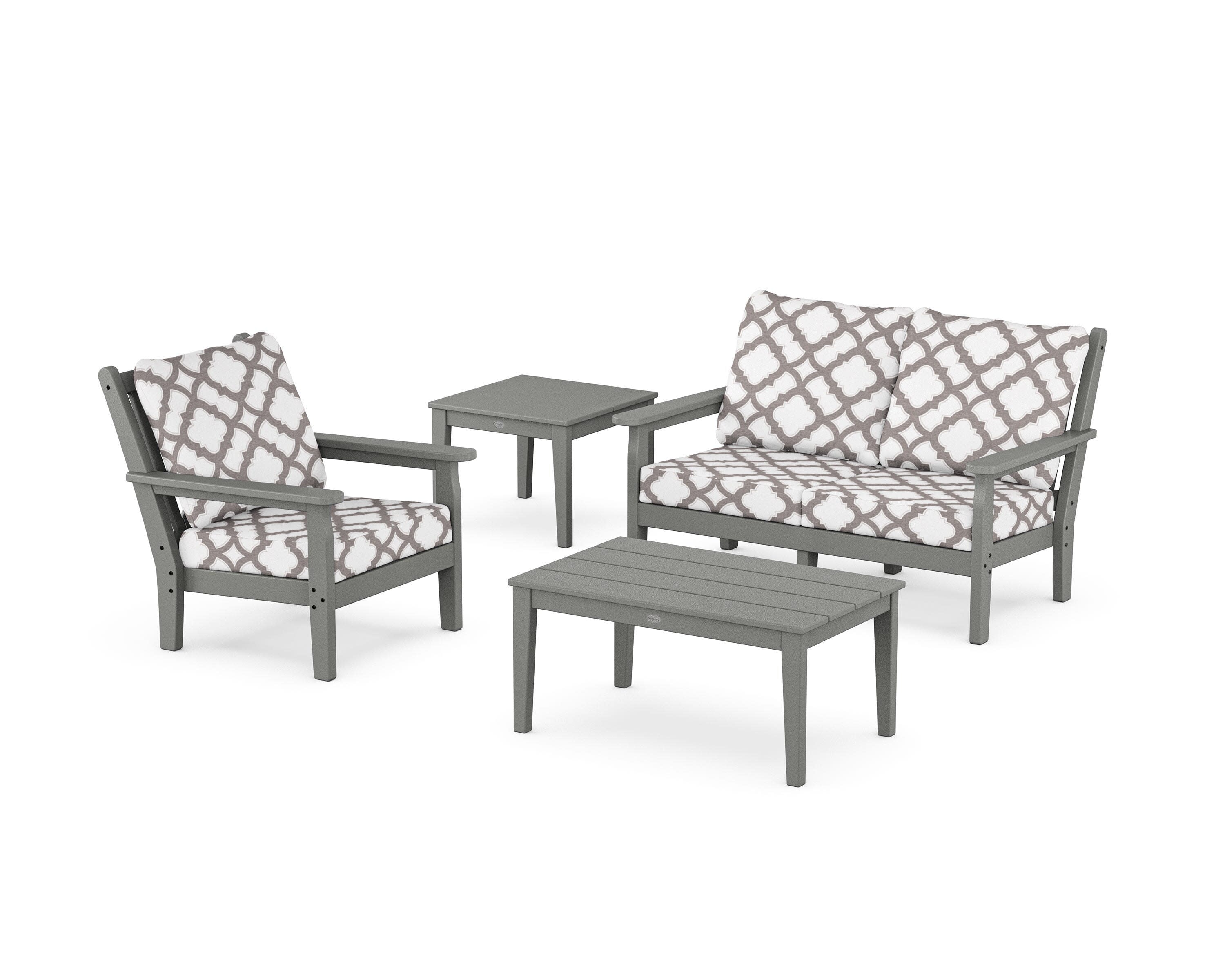 Chippendale 4-Piece Deep Seating Set in Slate Grey / Trellis Grey Mist