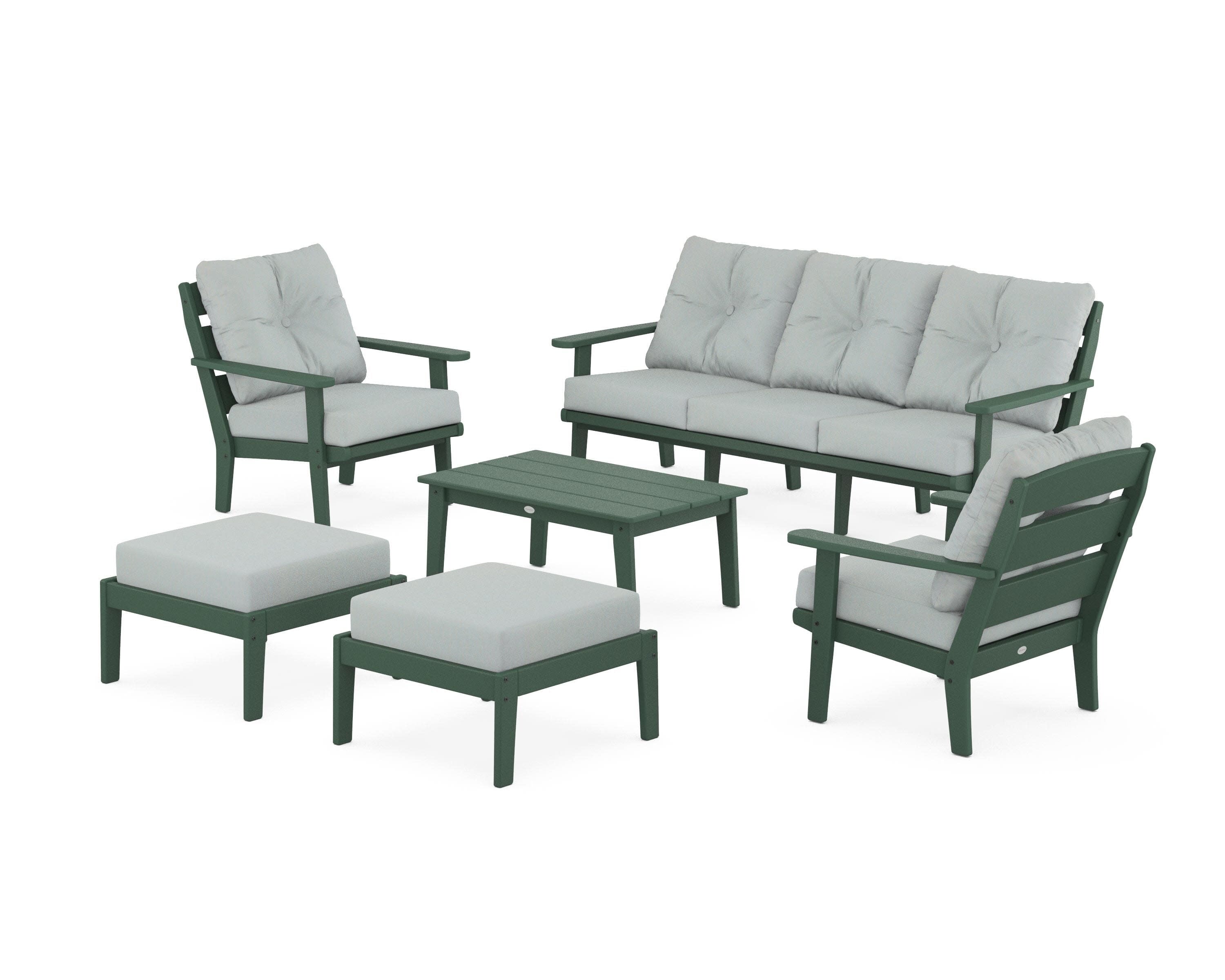 Lakeside 6-Piece Lounge Sofa Set in Green / Spa