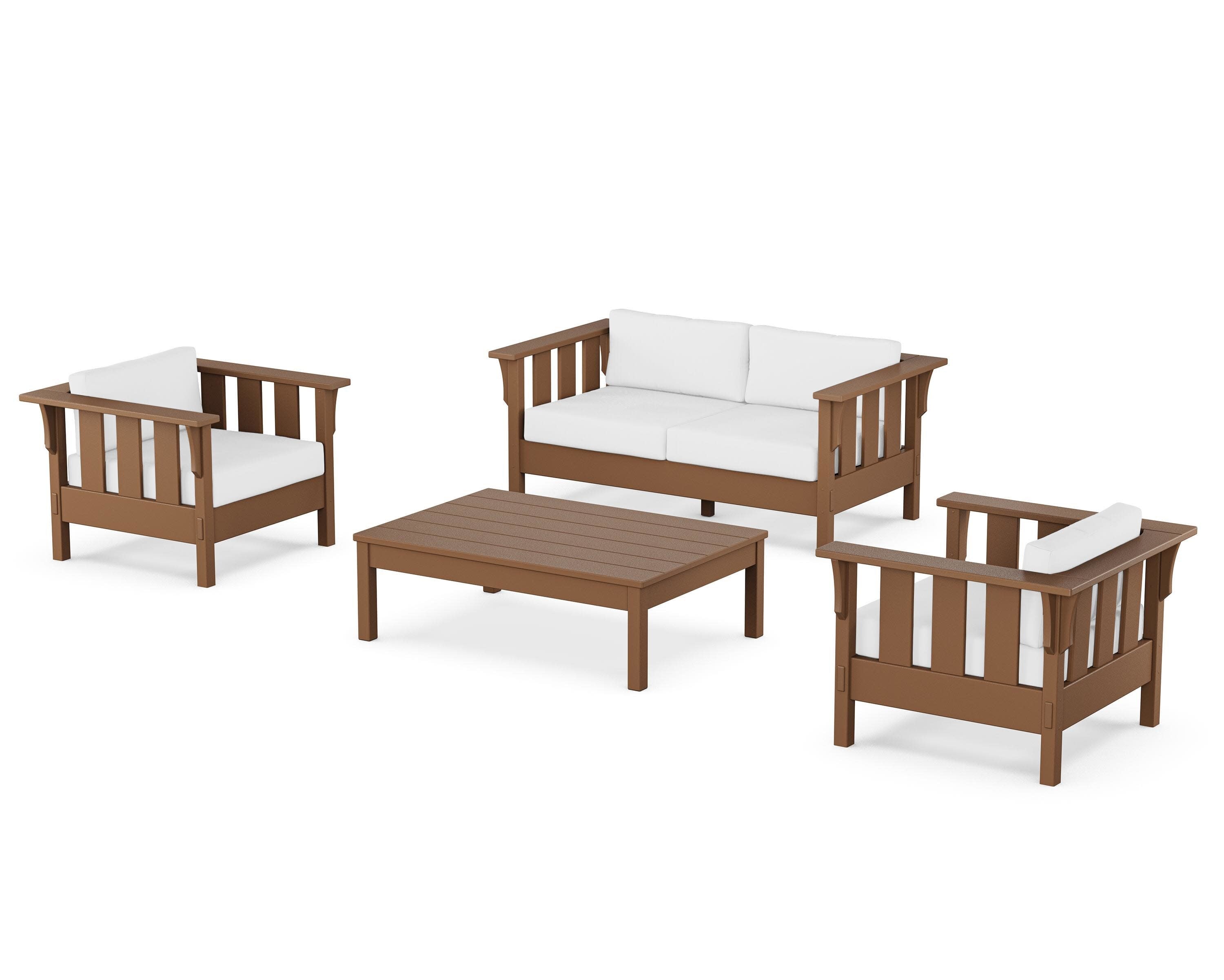 Acadia 4-Piece Deep Seating Set with Loveseat in Teak / Natural