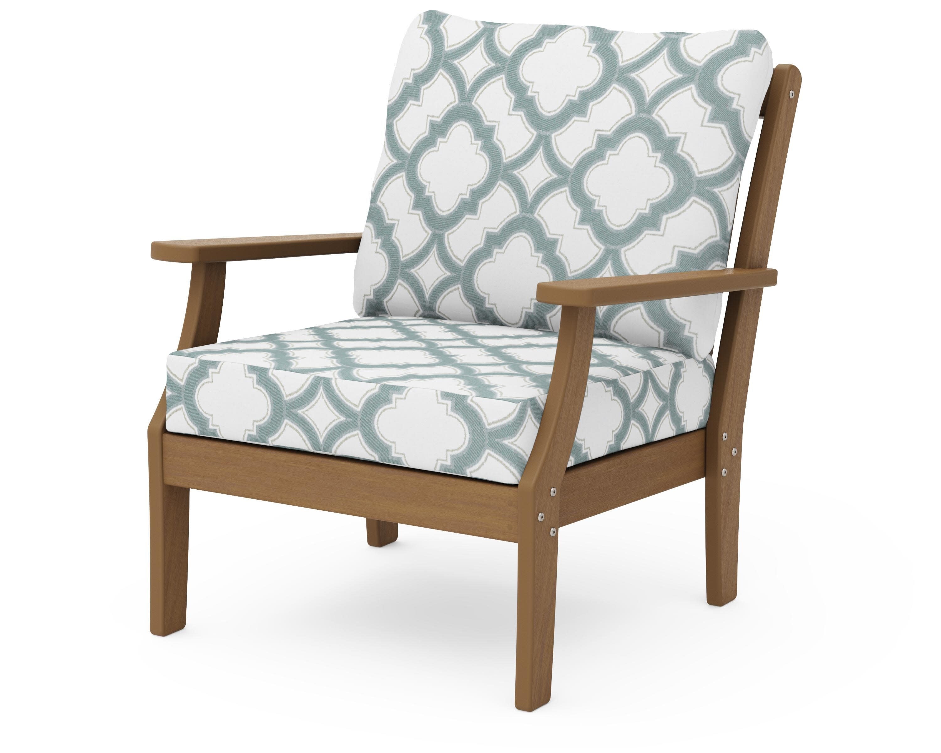 Braxton Deep Seating Chair in Natural / Trellis Glacier Spa