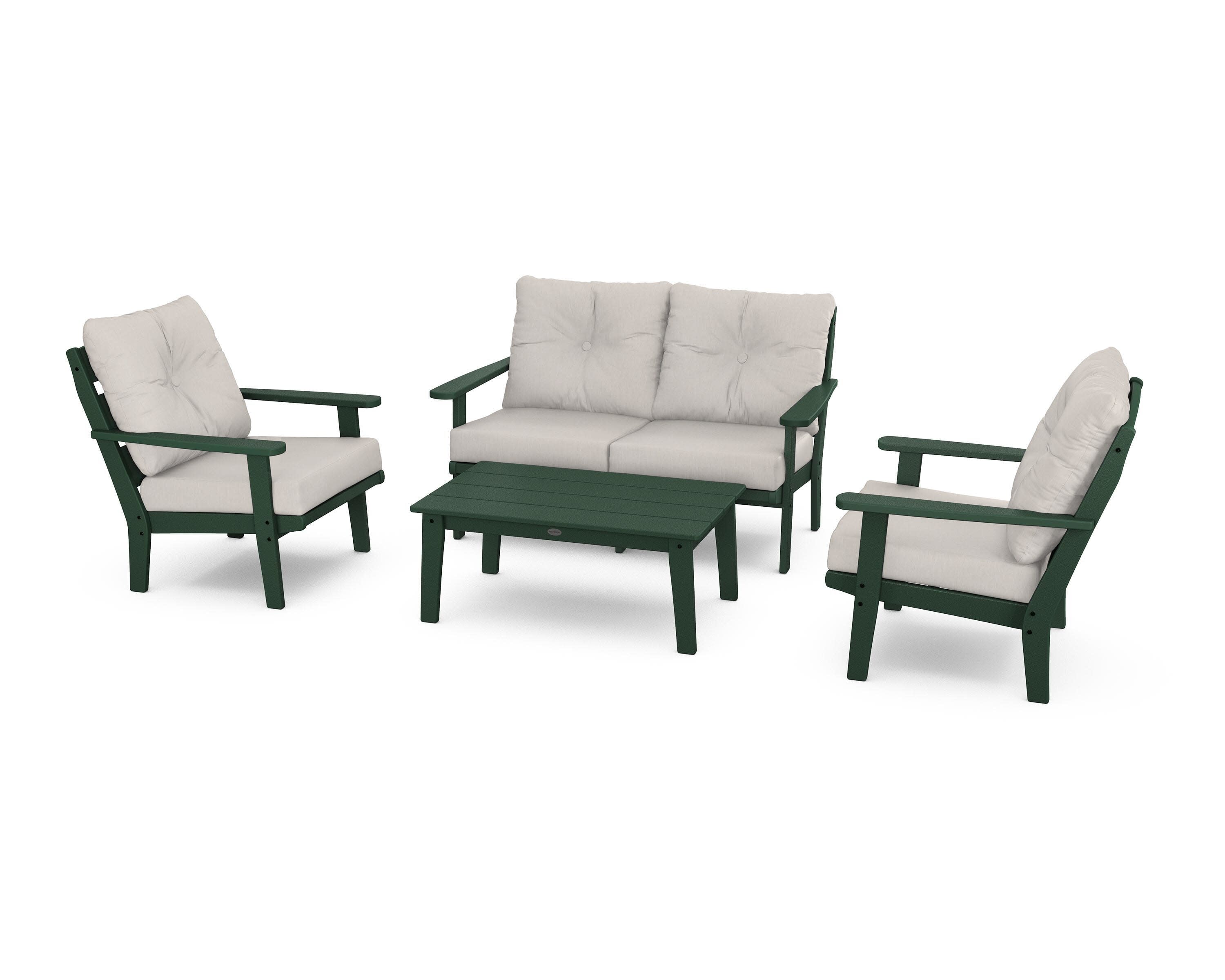 Lakeside 4-Piece Deep Seating Set in Green / Cast Ash