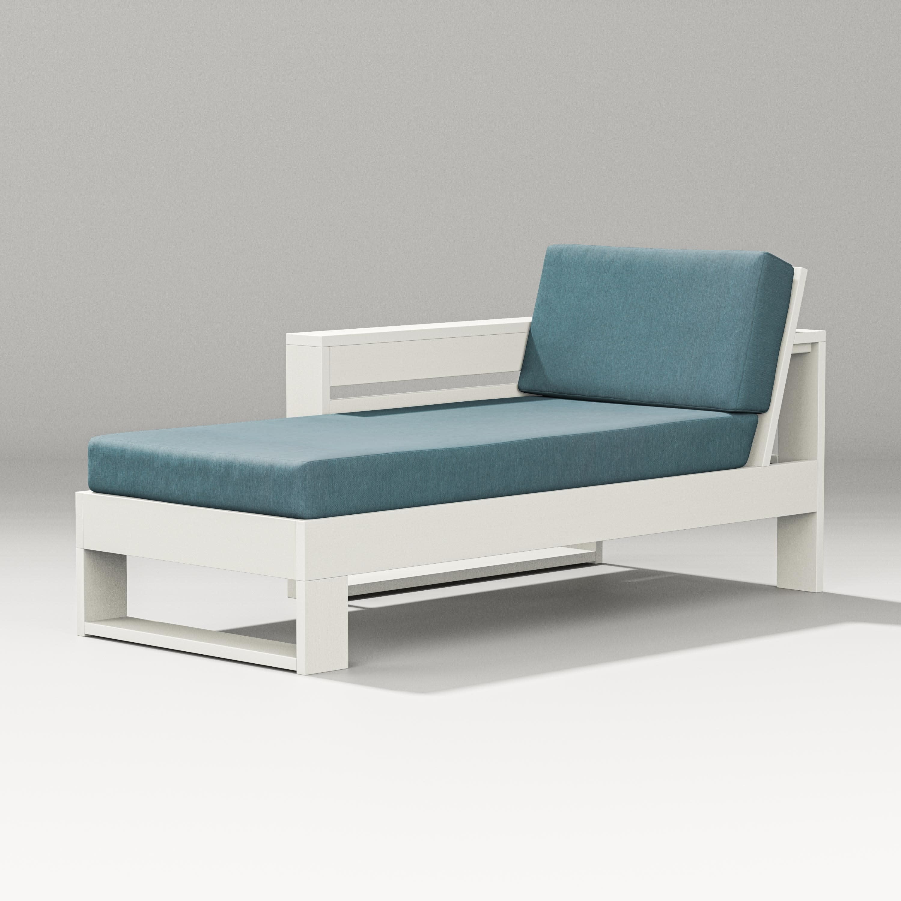 Latitude Modular Left Arm Chaise in Vintage White / Ocean Teal