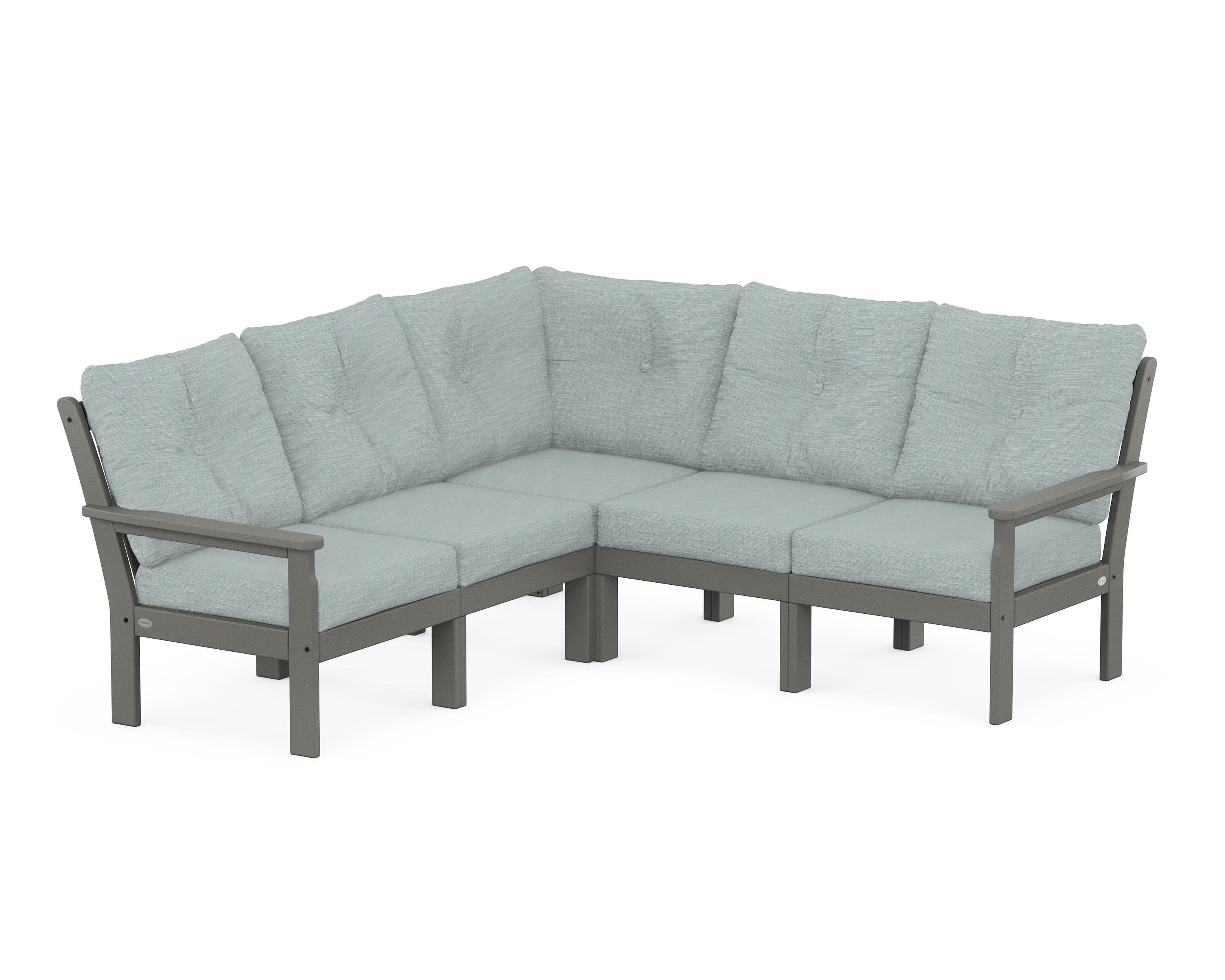 Vineyard 5-Piece Sectional in Slate Grey / Soothe Mist
