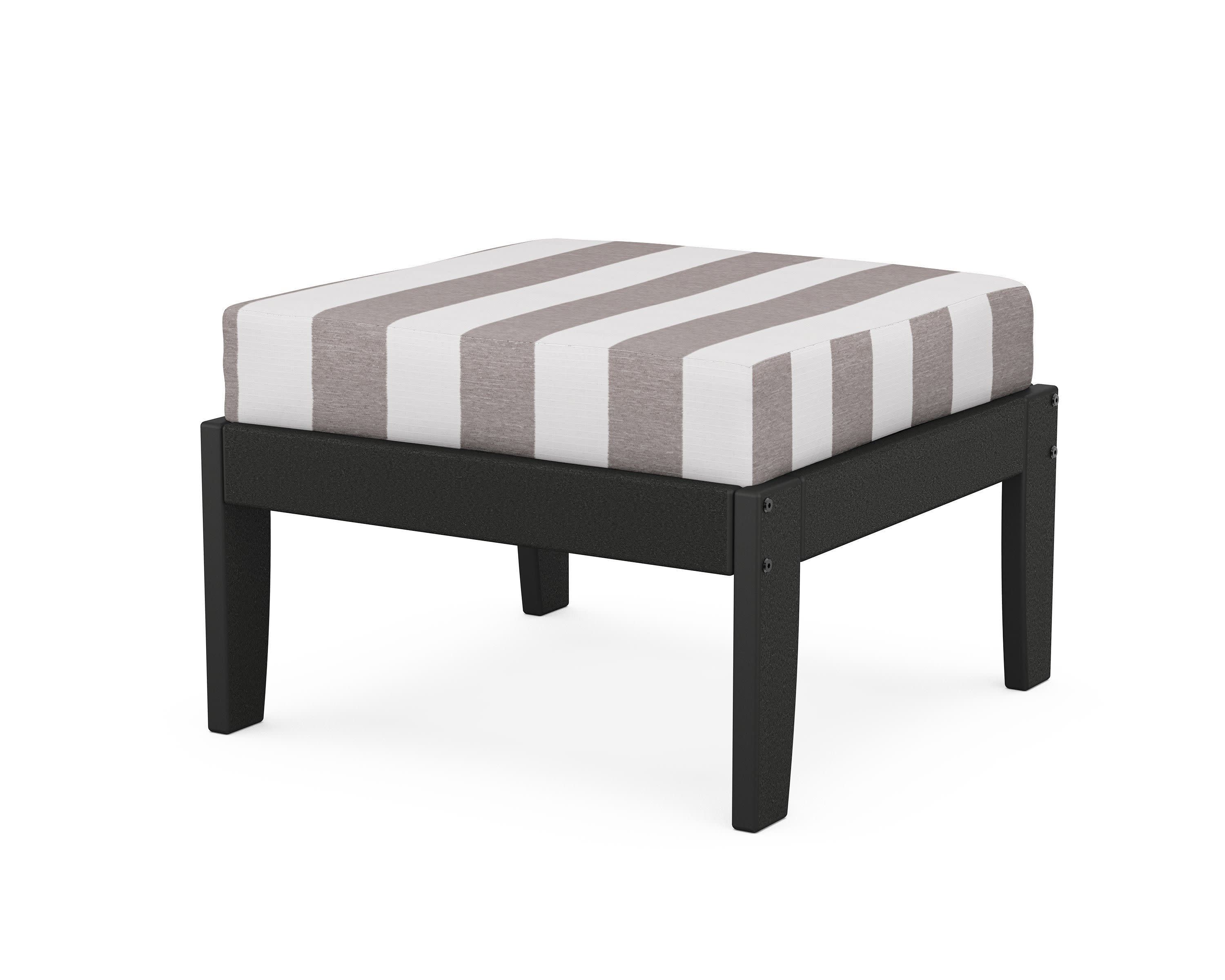 Modular Ottoman - Classic in Black / Cabana Stripe Grey Mist