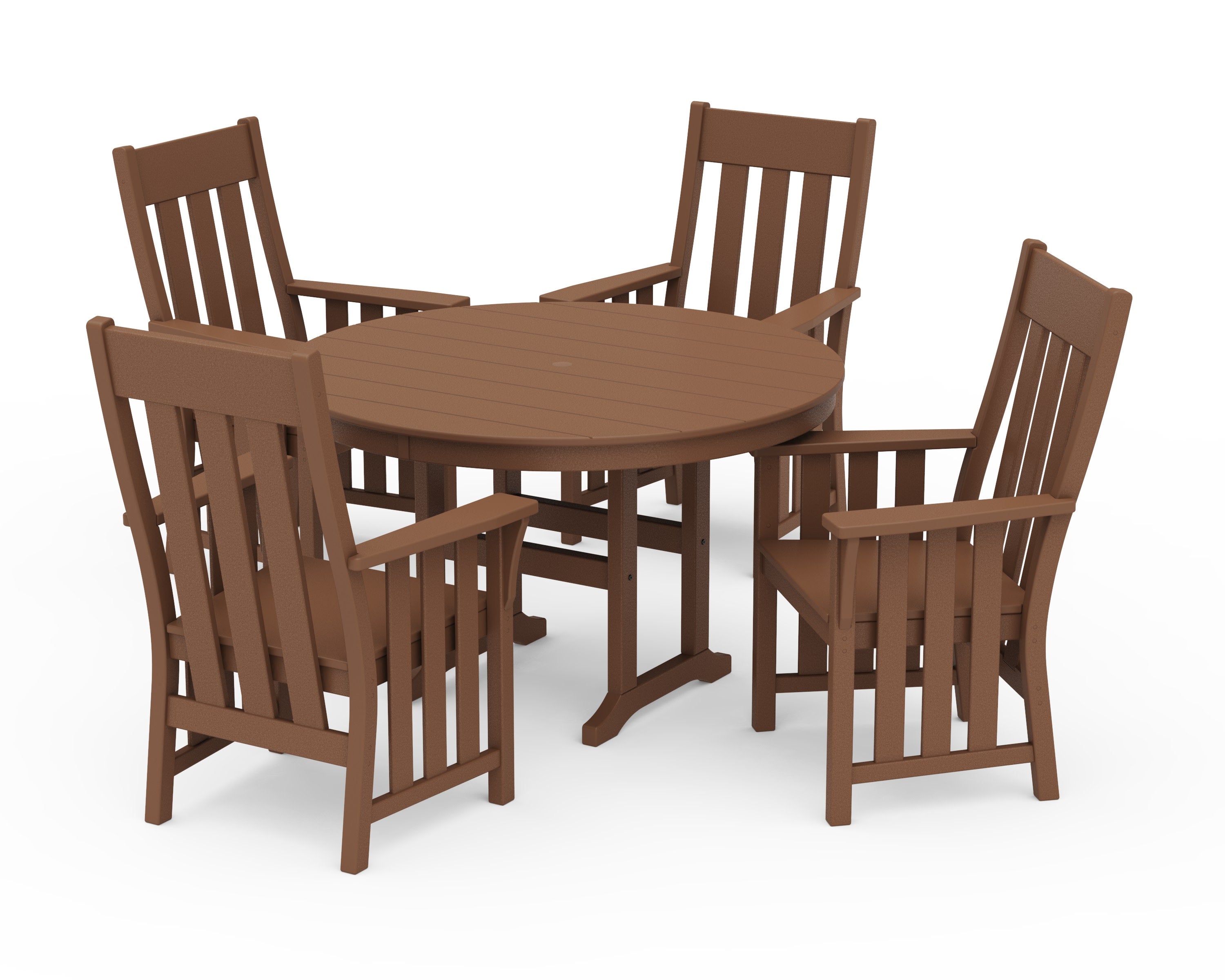 Acadia 5-Piece Round Farmhouse Dining Set in Teak