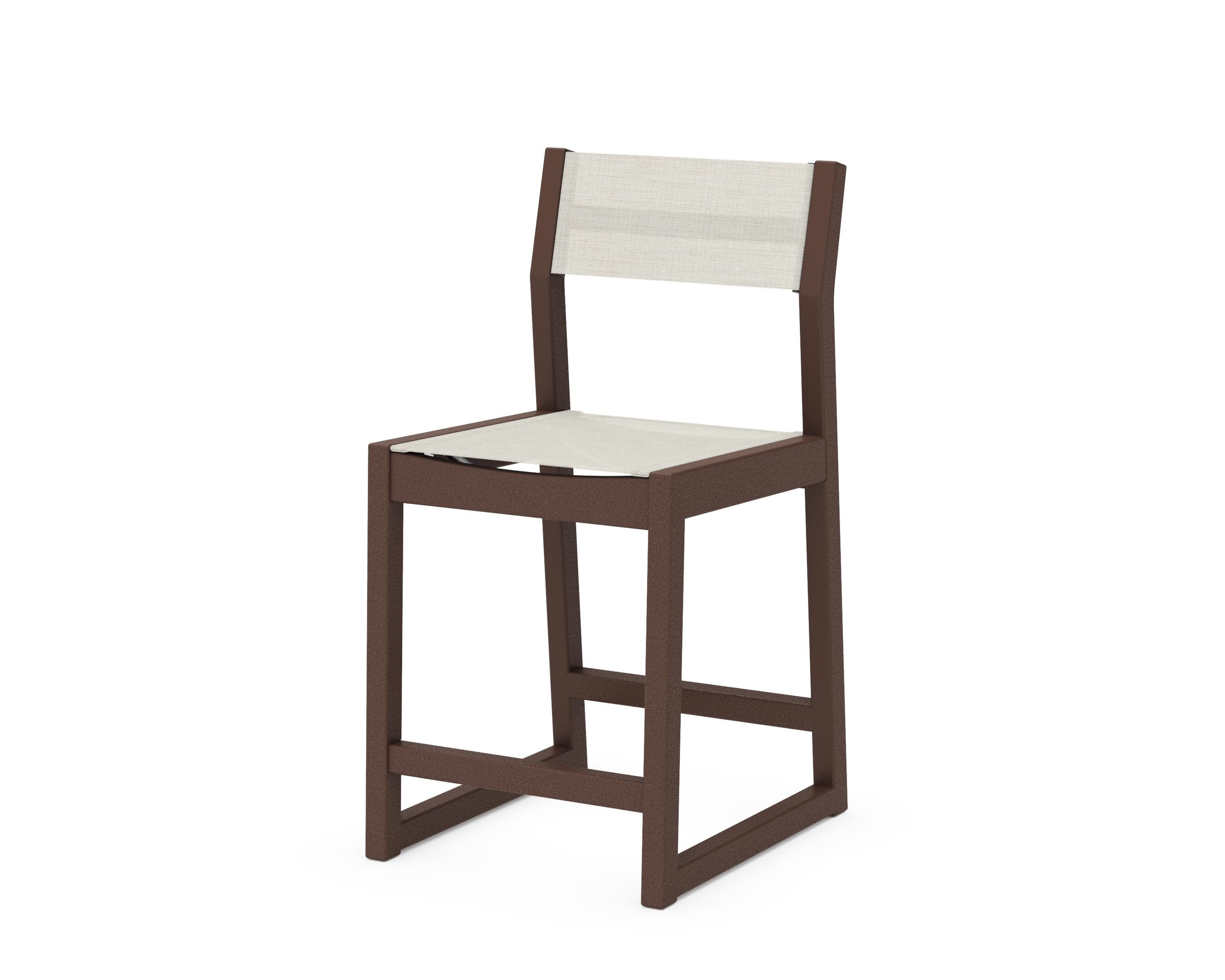 EDGE Sling Counter Side Chair in Mahogany / Parchment Sling