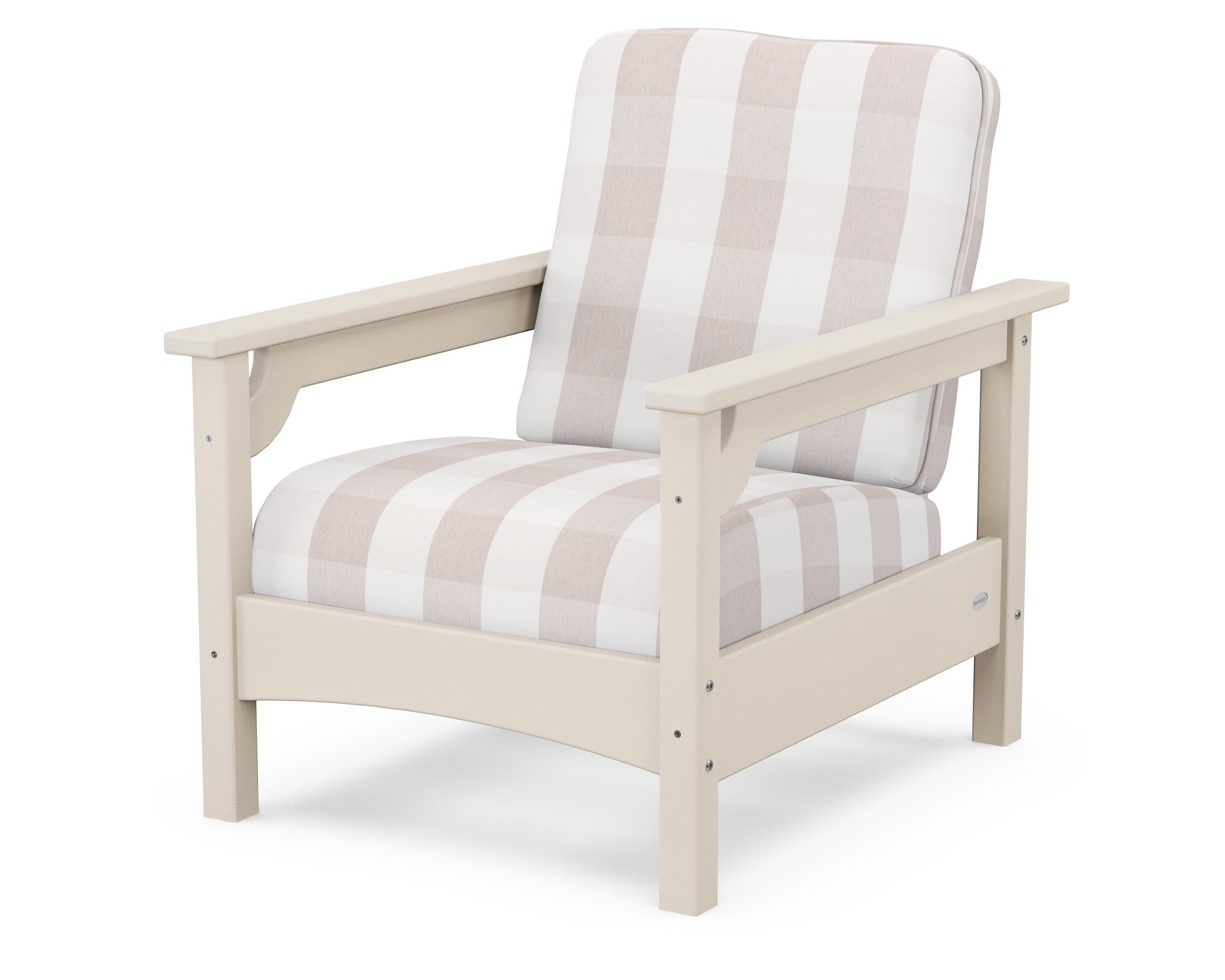 Club Chair in Sand / Buffalo Plaid Dune Burlap