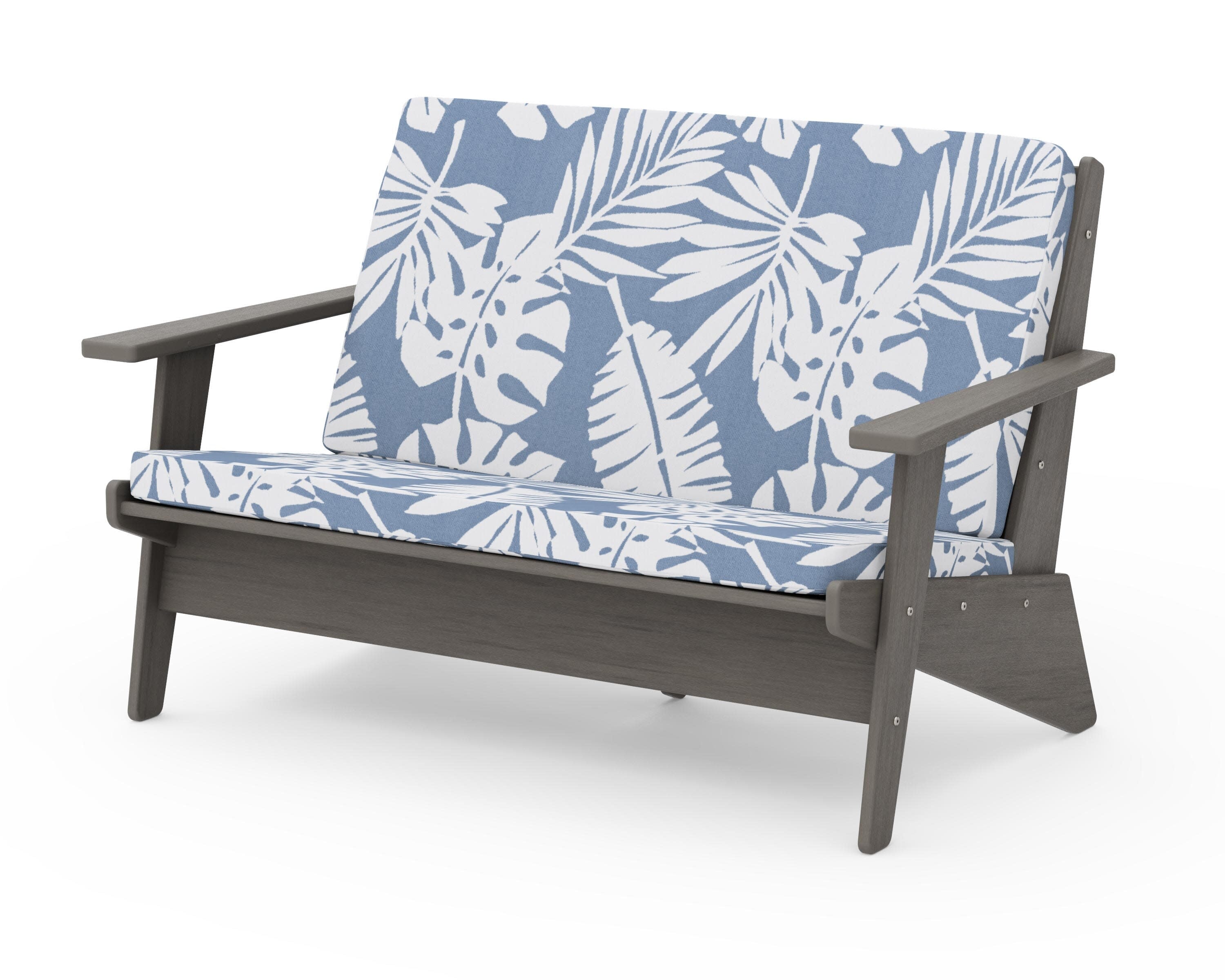 Riviera Modern Lounge Loveseat in Driftwood / Leaf Sky Blue