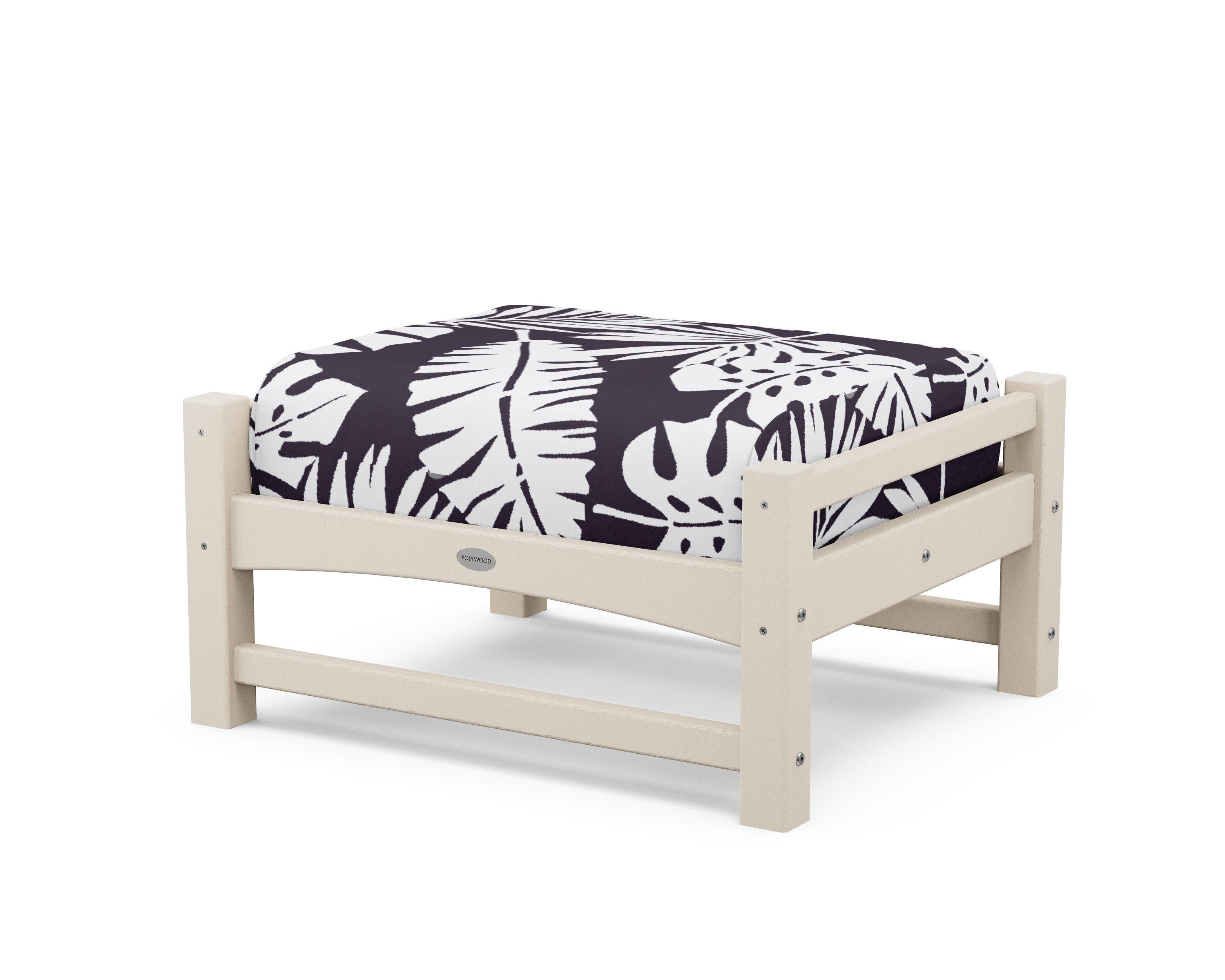 Club Ottoman in Sand / Leaf Navy