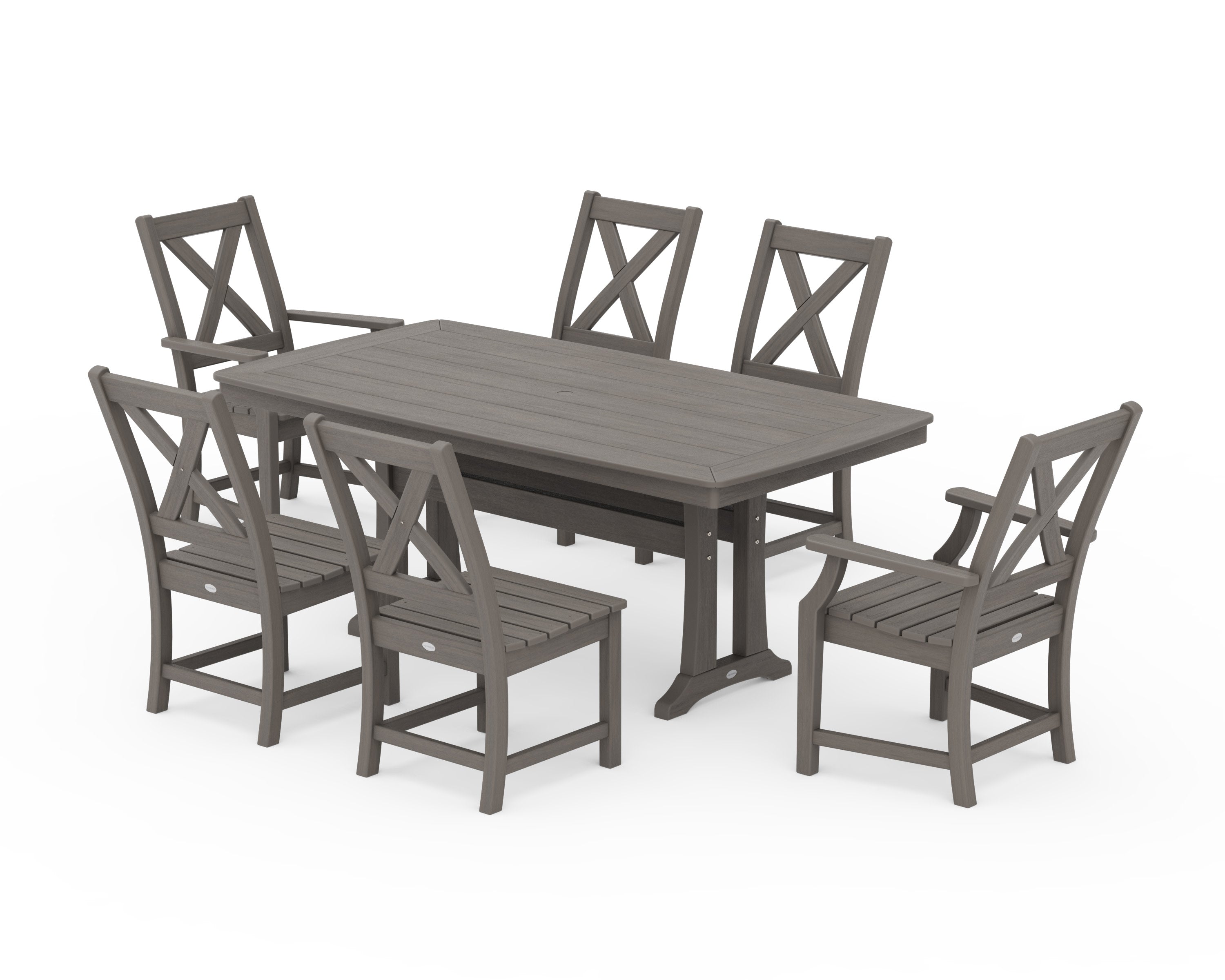 Braxton 7-Piece Dining Set with Trestle Legs in Driftwood