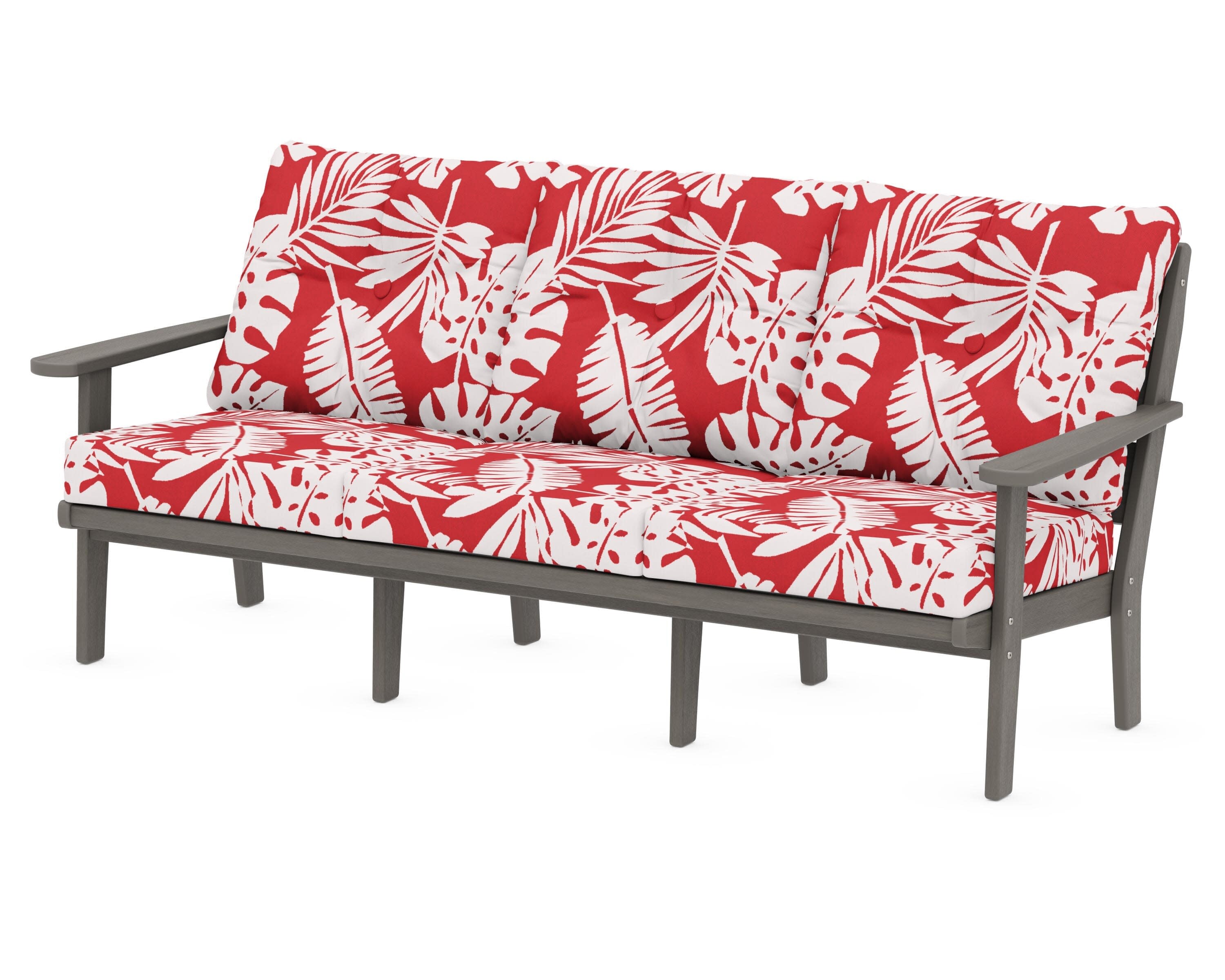 Lakeside Deep Seating Sofa in Driftwood / Leaf Crimson
