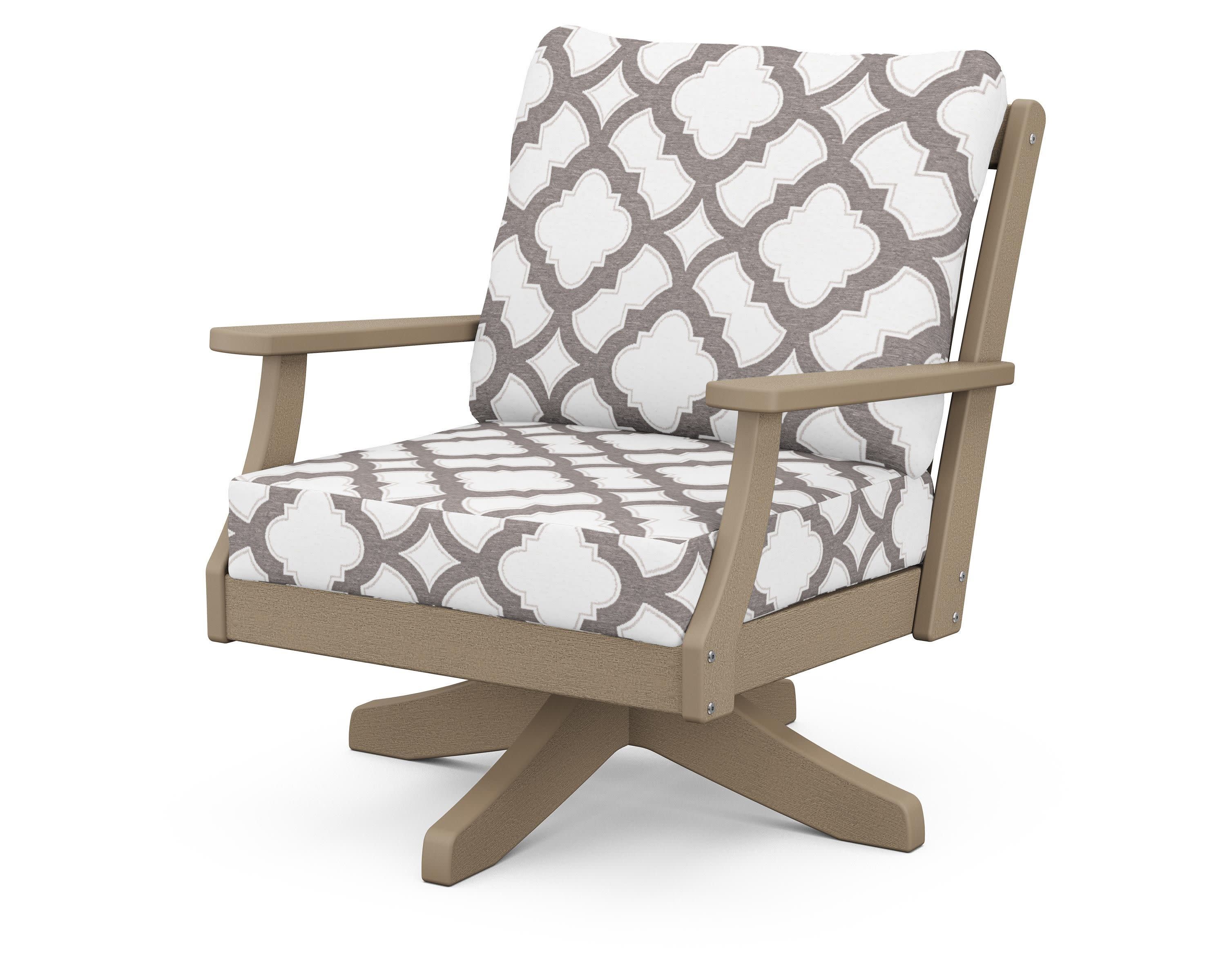 Braxton Deep Seating Swivel Chair in Vintage Sahara / Trellis Grey Mist