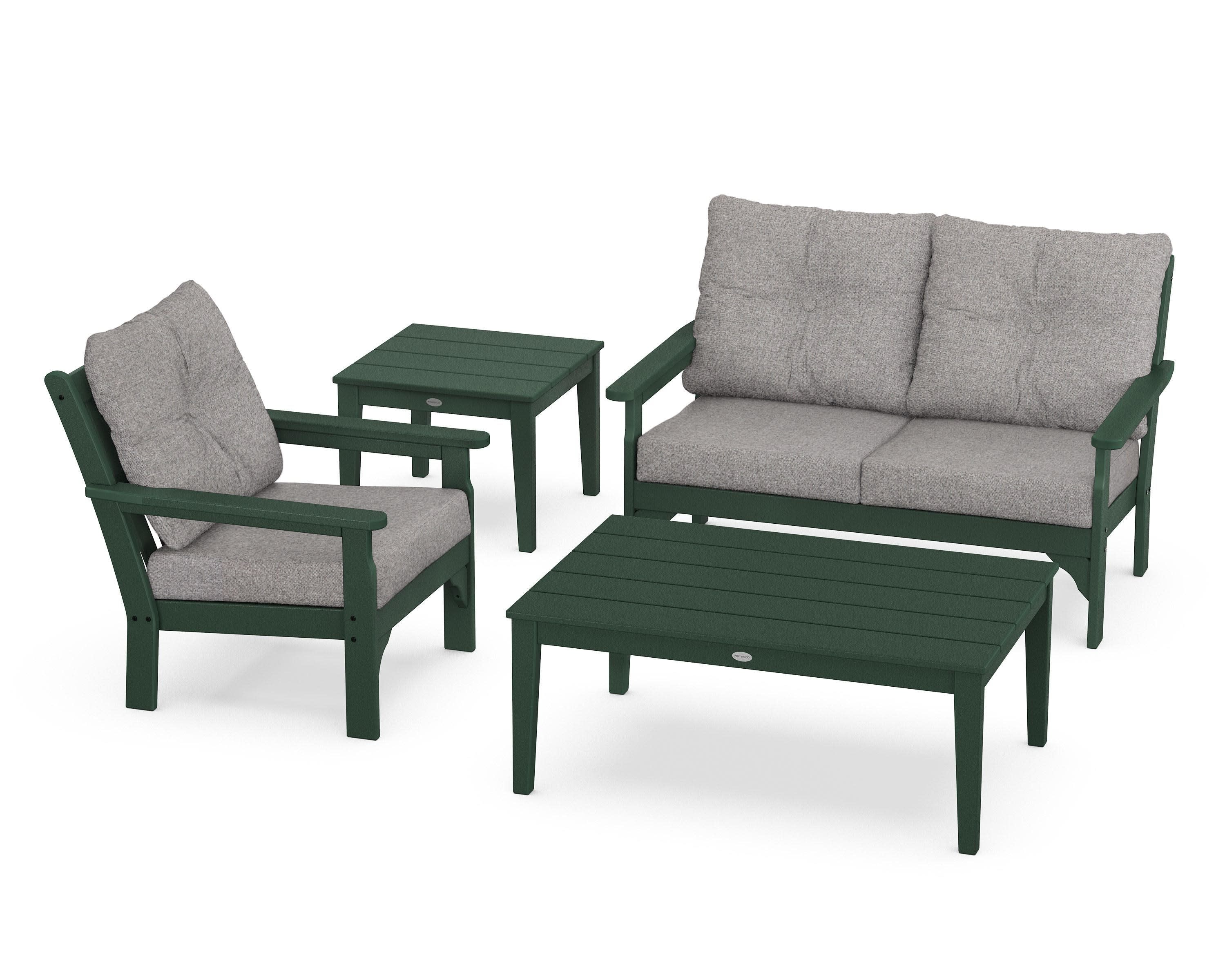 Vineyard 4-Piece Deep Seating Set in Green / Grey Mist