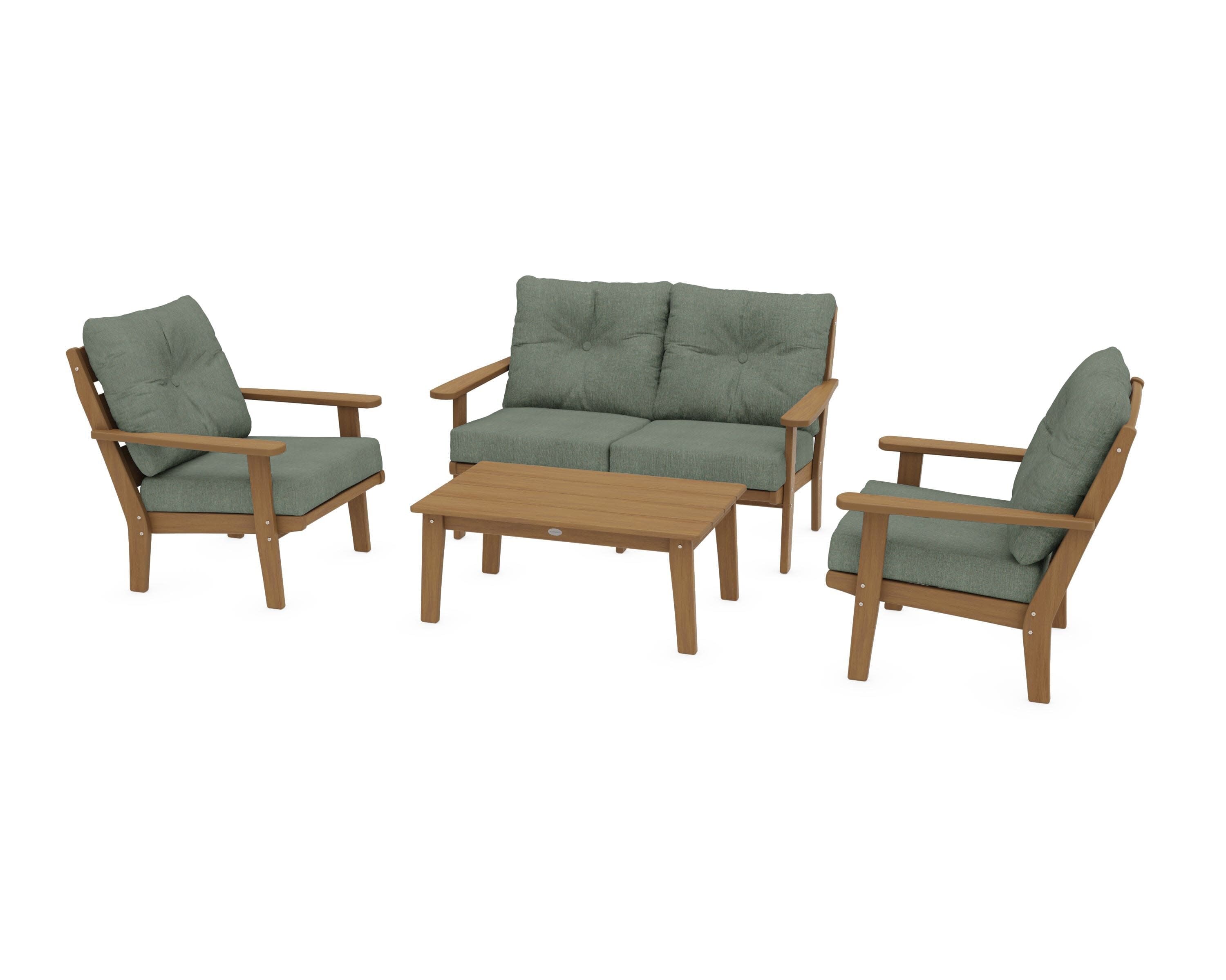 Lakeside 4-Piece Deep Seating Set in Natural / Cast Sage