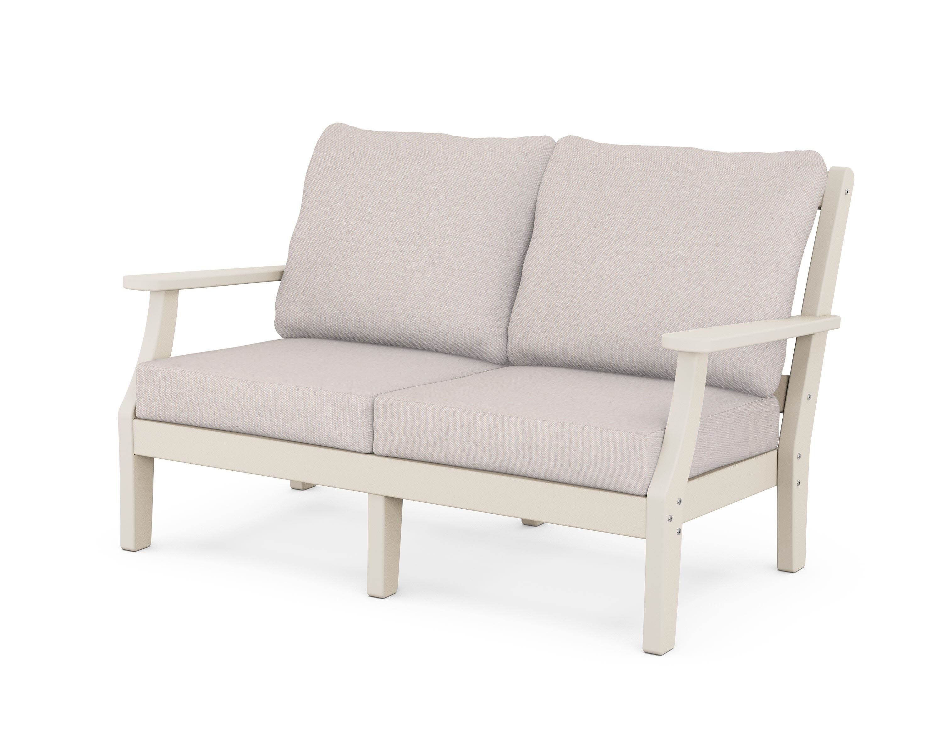 Chinoiserie Deep Seating Loveseat in Sand / Dune Burlap
