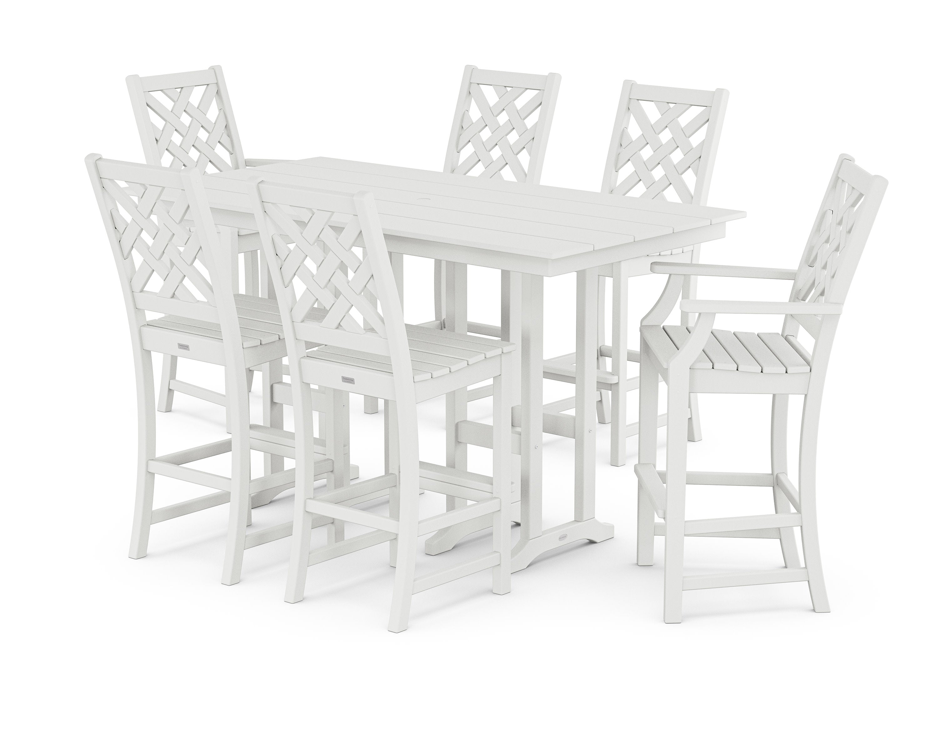Wovendale 7-Piece Farmhouse Bar Set in White