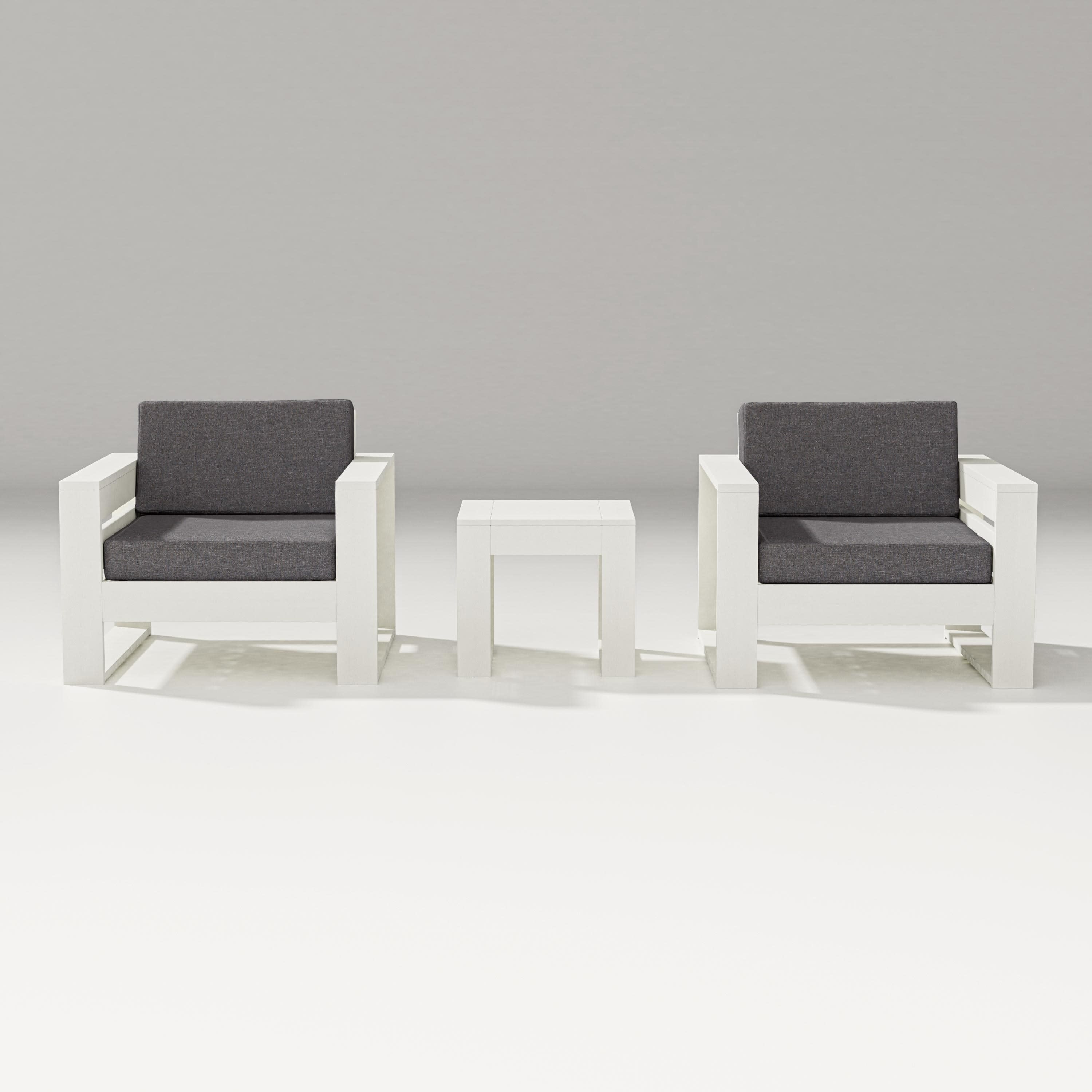 Latitude 3-Piece Lounge Chair Set in Vintage White / Ash Charcoal