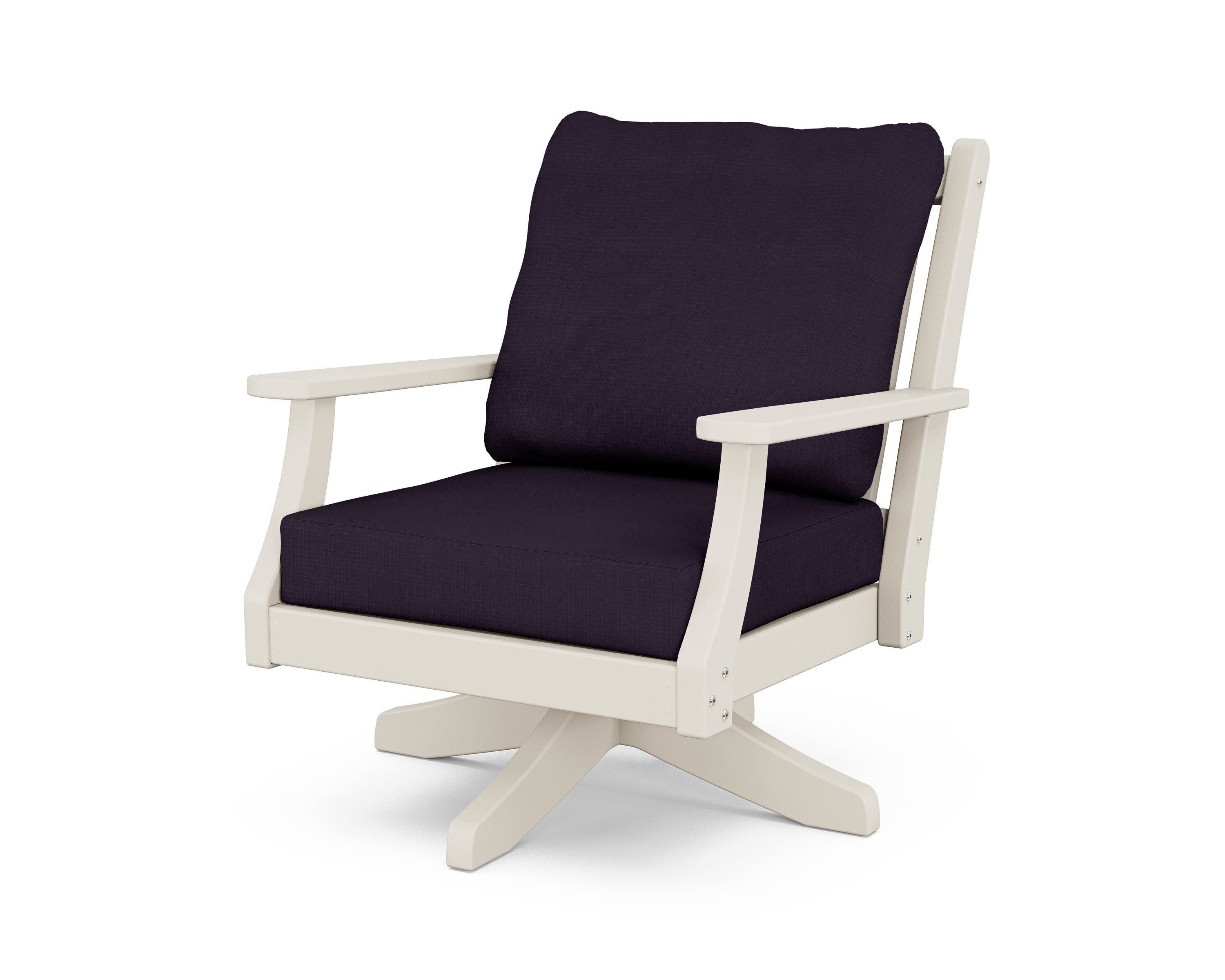 Wovendale Deep Seating Swivel Chair in Sand / Navy Linen
