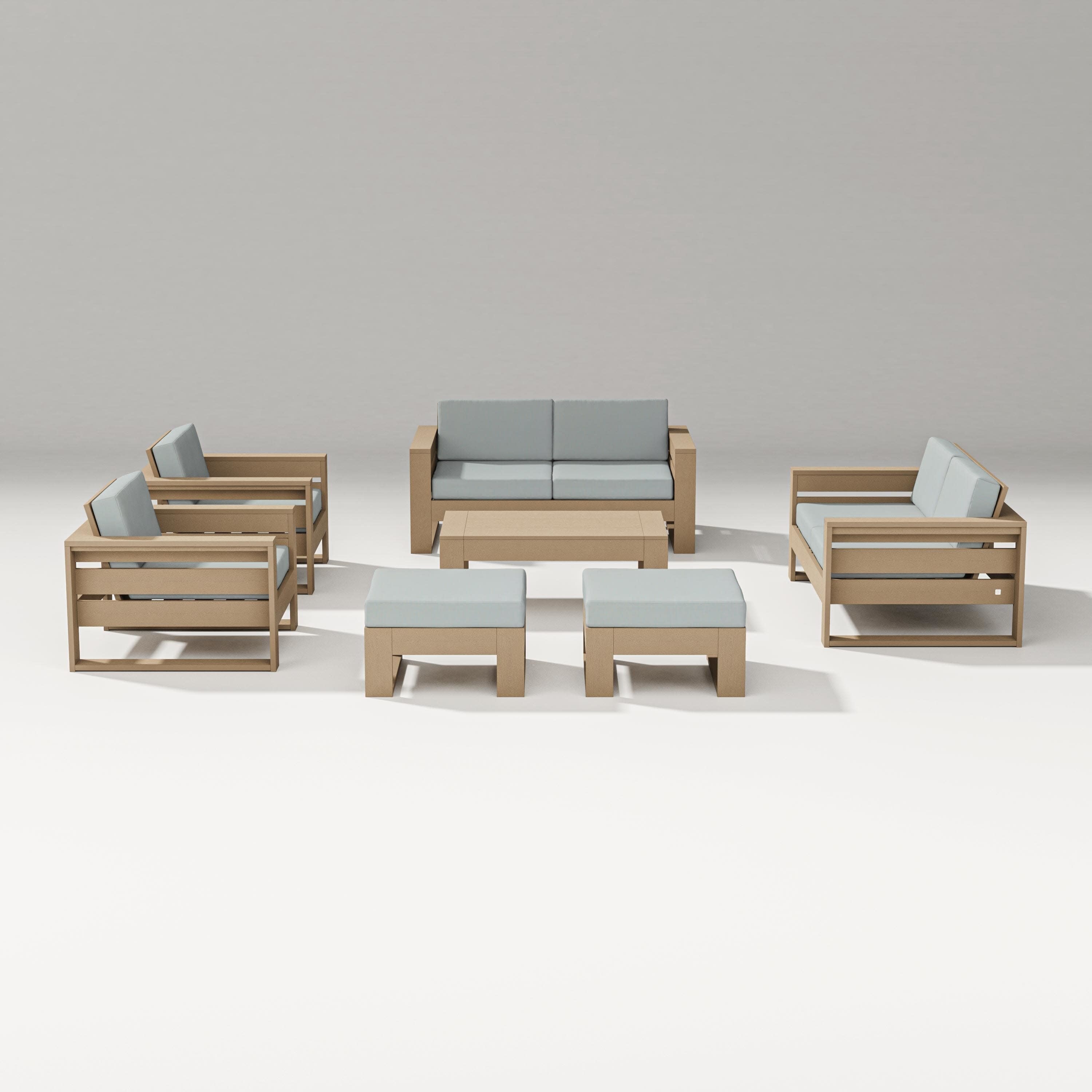 Latitude 7-Piece Lounge Loveseat Set in Vintage Sahara / Spa
