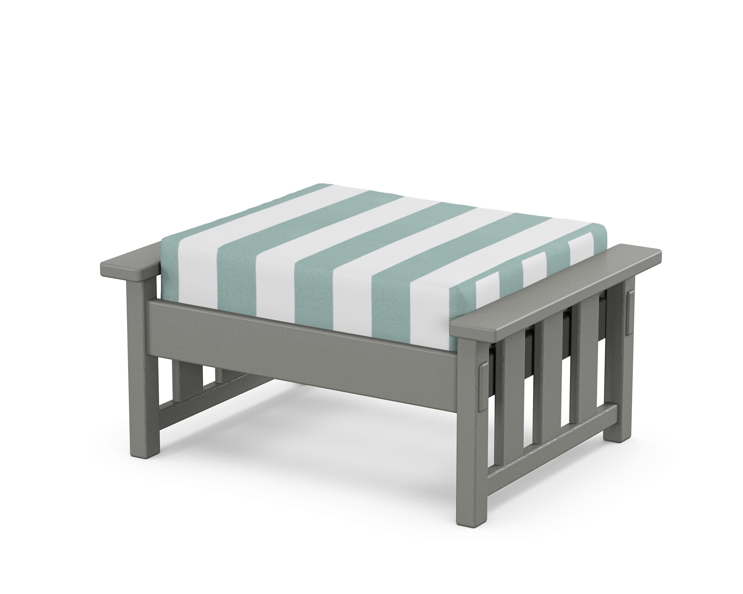 Acadia Deep Seating Ottoman in Slate Grey / Cabana Stripe Glacier Spa