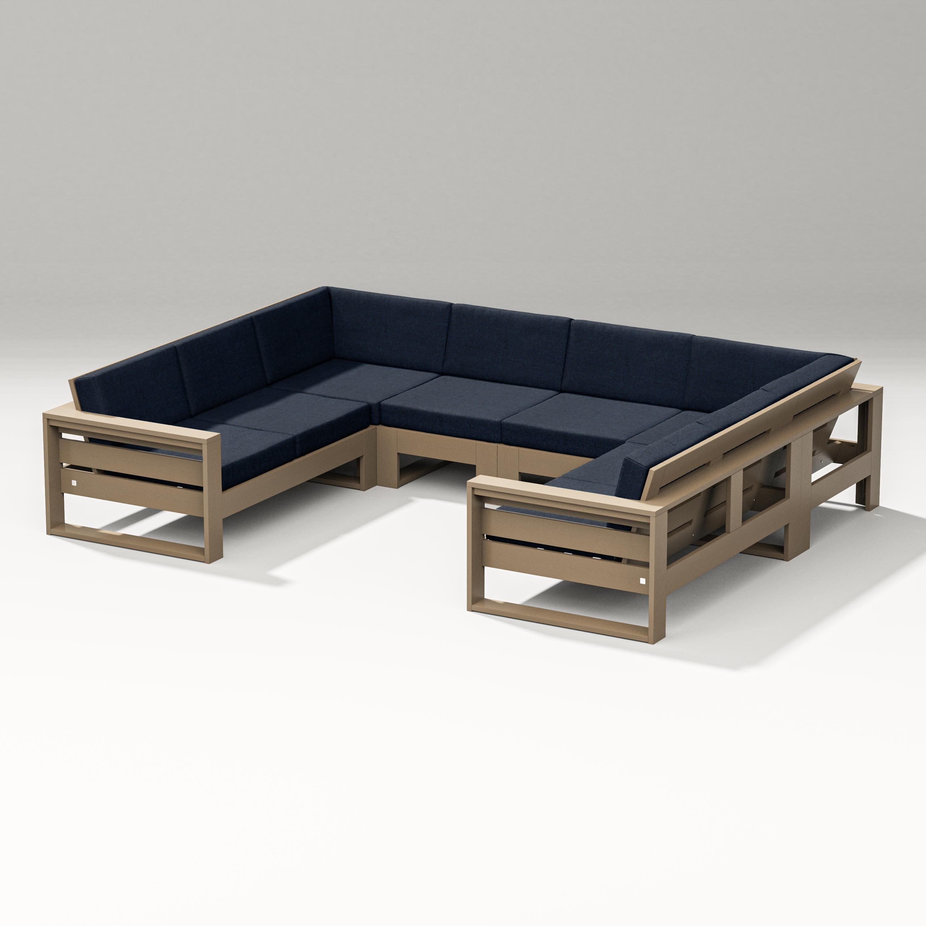 Latitude U-Shaped Sectional in Vintage Sahara / Marine Indigo