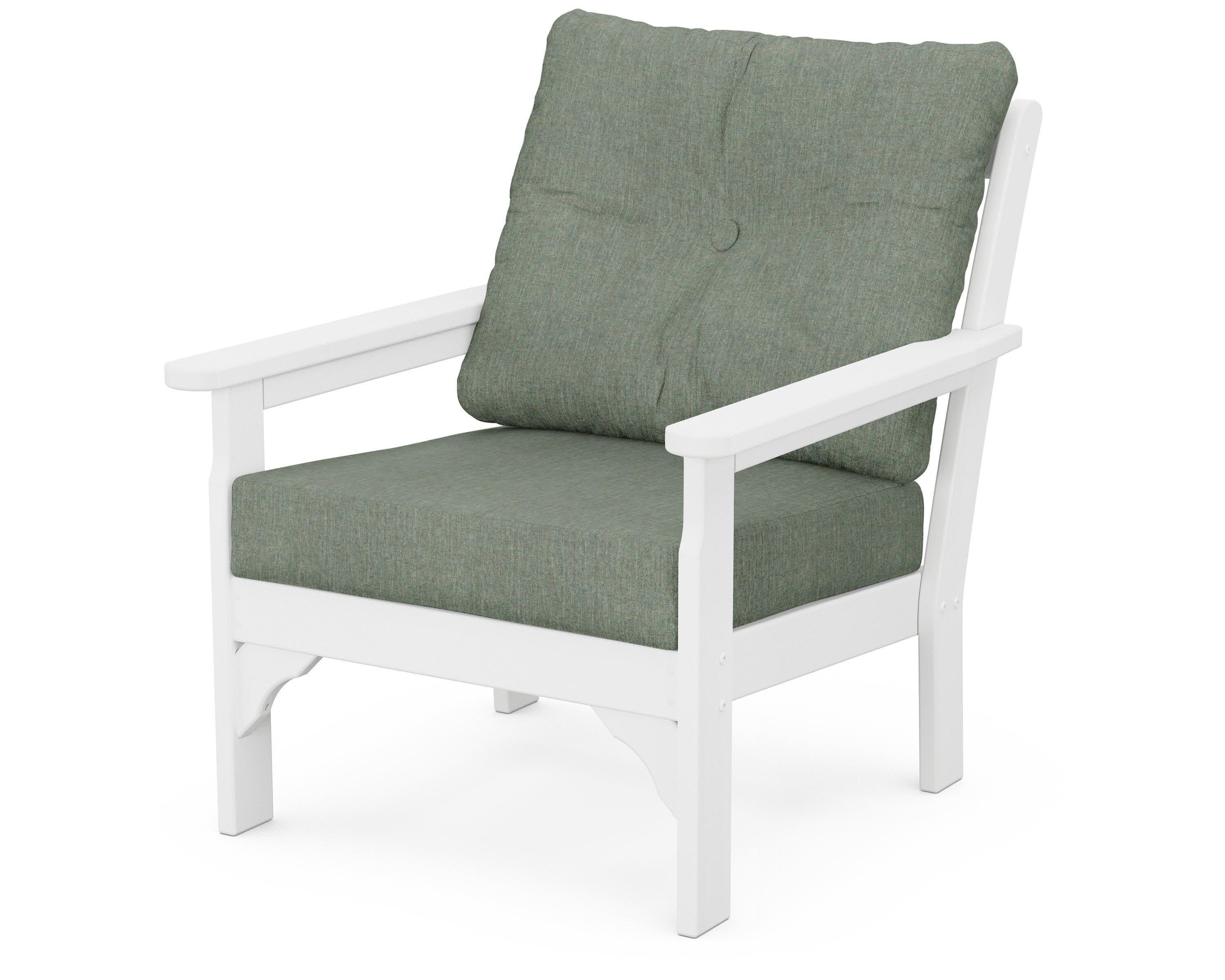 Vineyard Deep Seating Chair in White / Cast Sage