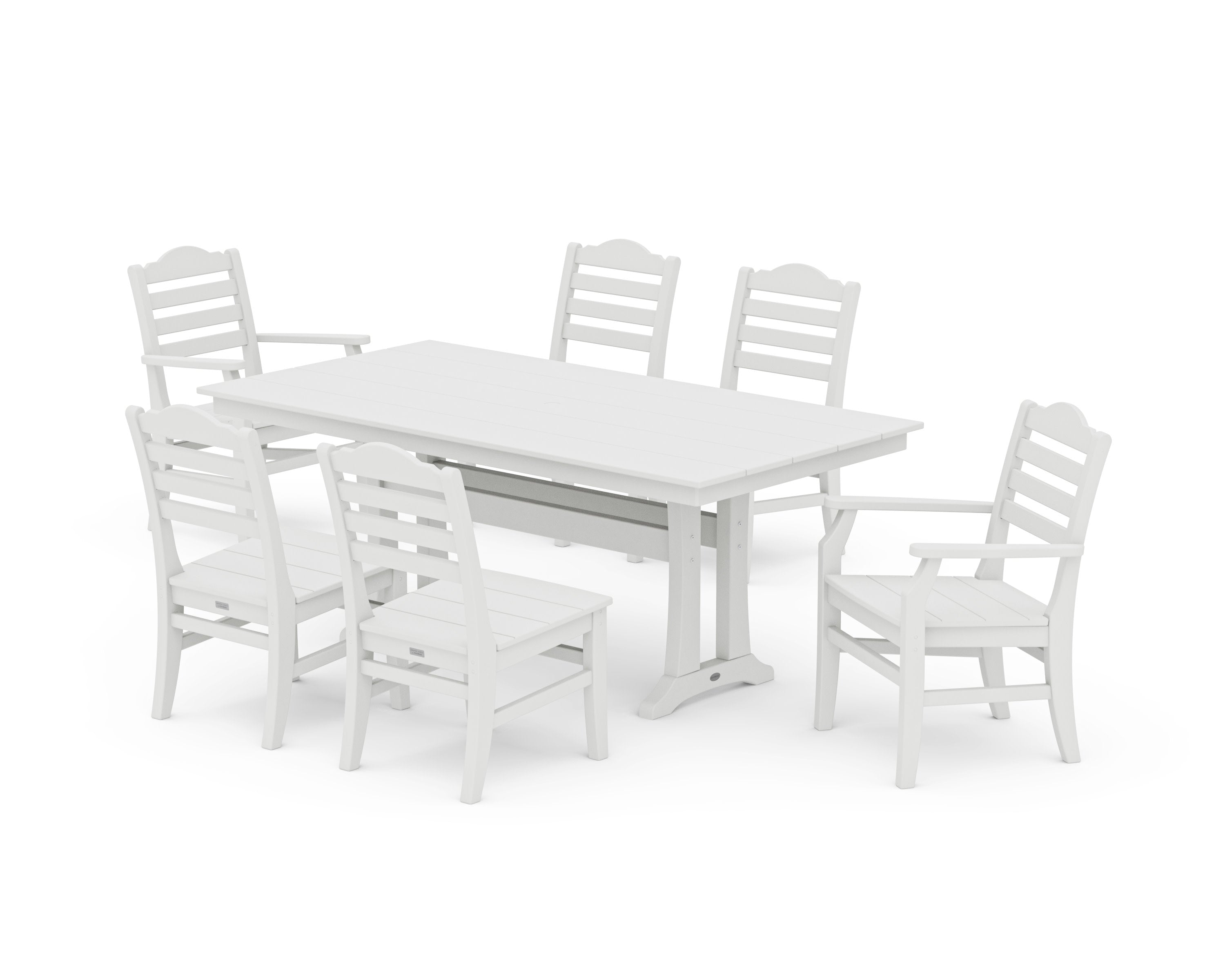 Savannah 7-Piece Farmhouse Dining Set with Trestle Legs in Vintage White