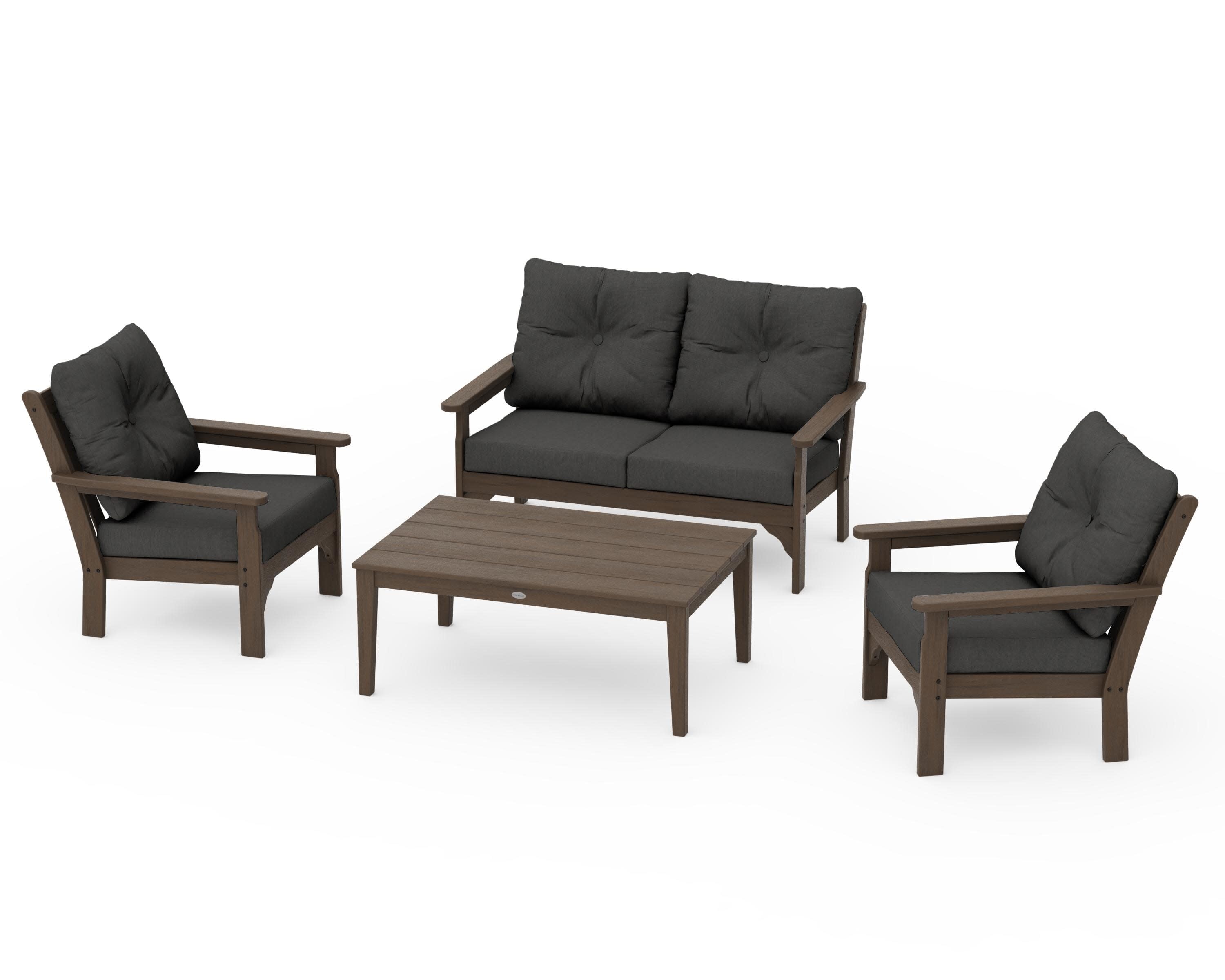 Vineyard 4-Piece Deep Seating Set in Kona / Spectrum Carbon
