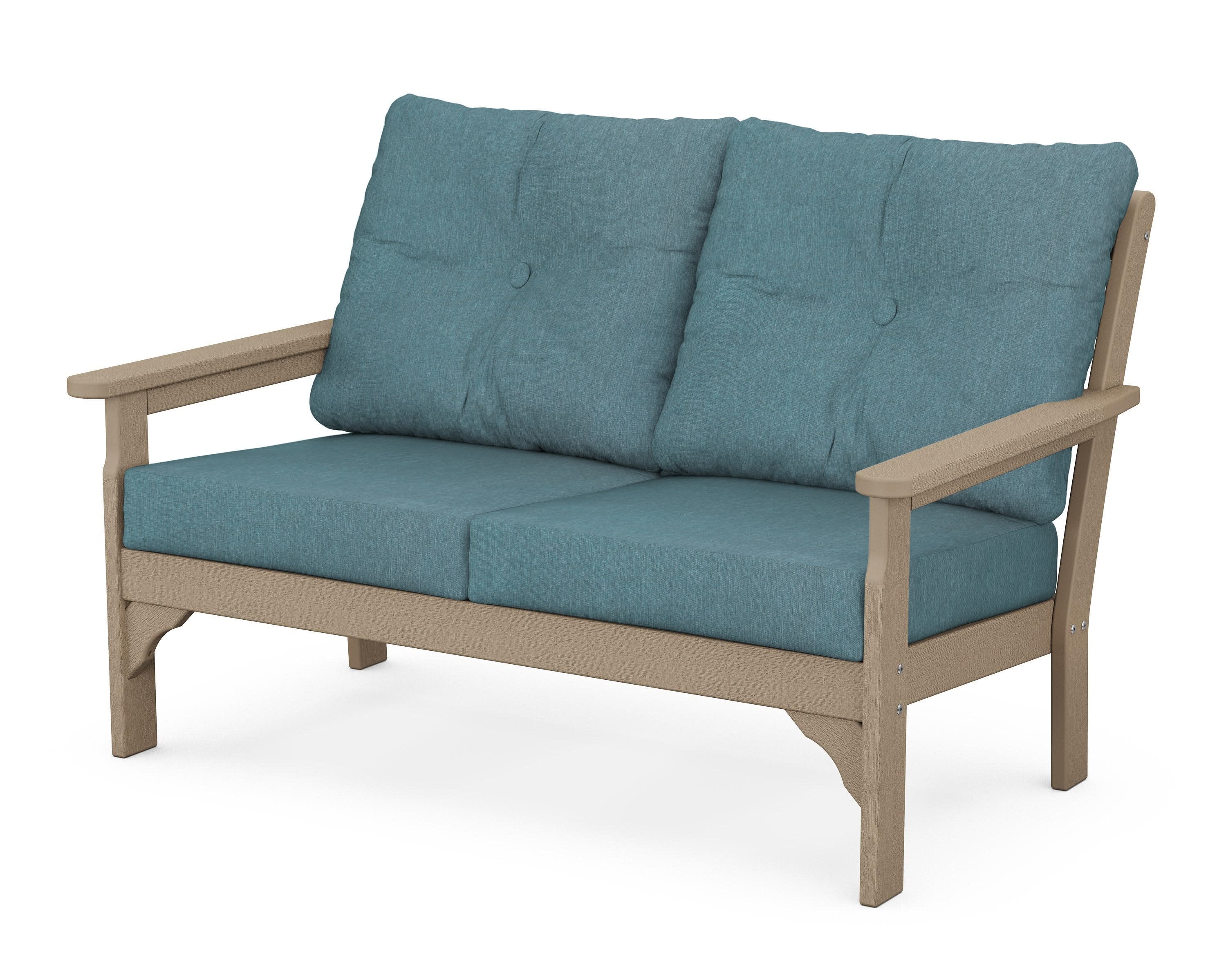Vineyard Deep Seating Loveseat in Vintage Sahara / Ocean Teal