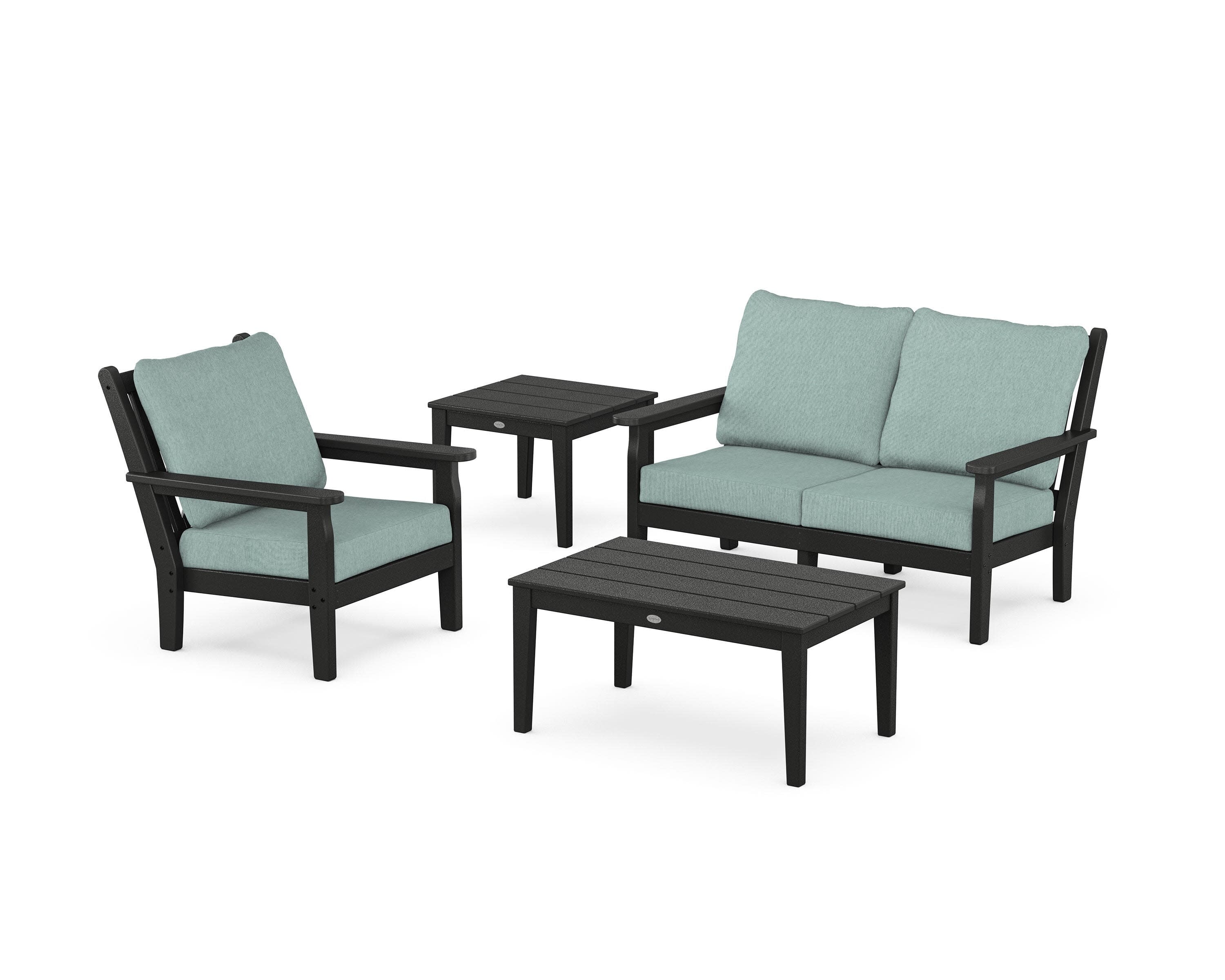 Chippendale 4-Piece Deep Seating Set in Black / Glacier Spa