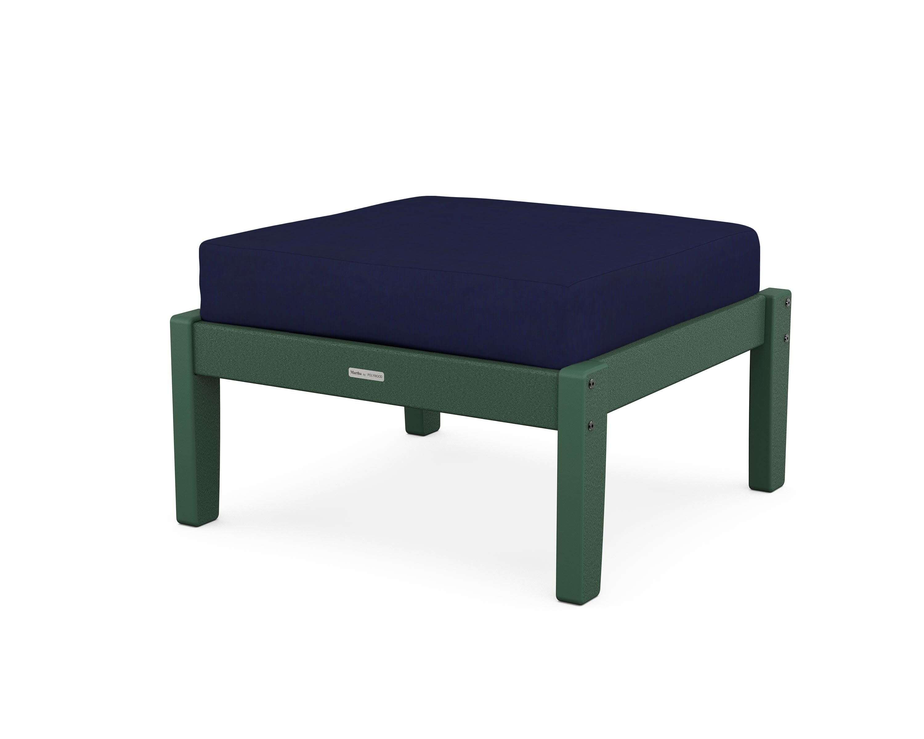 Chinoiserie Deep Seating Ottoman in Green / Navy