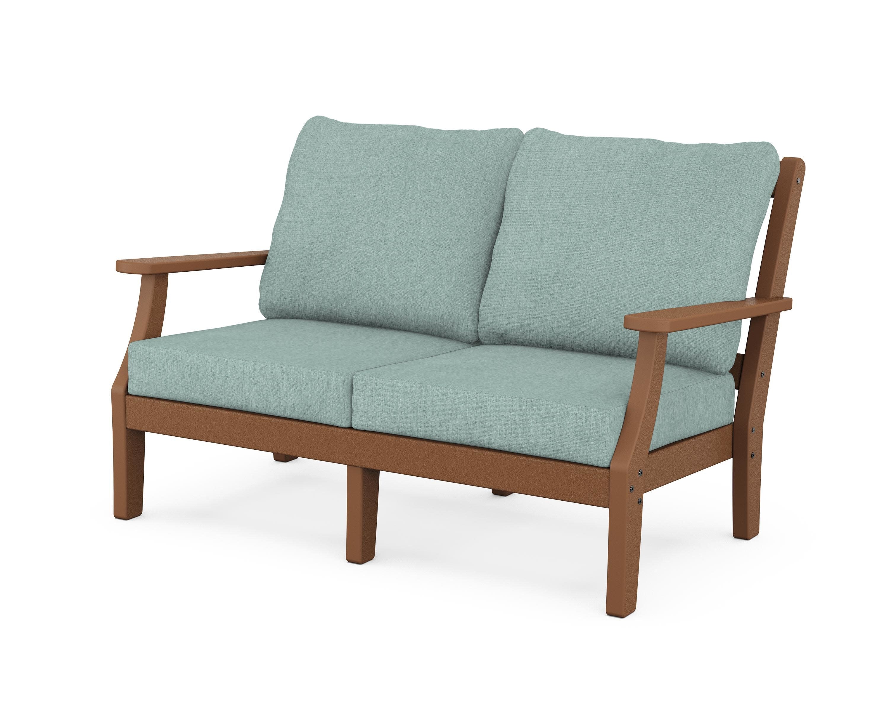 Chinoiserie Deep Seating Loveseat in Teak / Glacier Spa