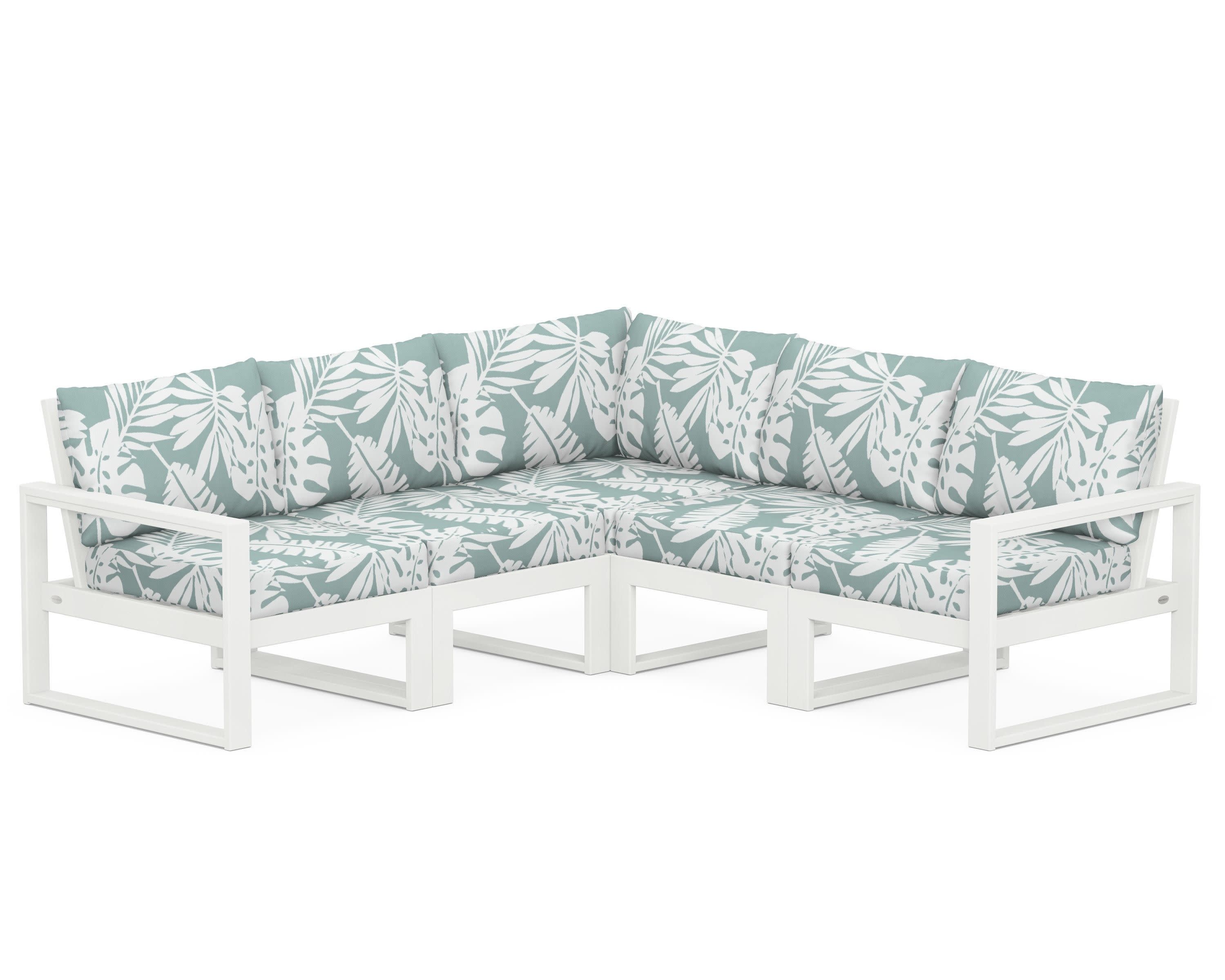 EDGE 5-Piece Modular Deep Seating Set in Vintage White / Leaf Glacier Spa