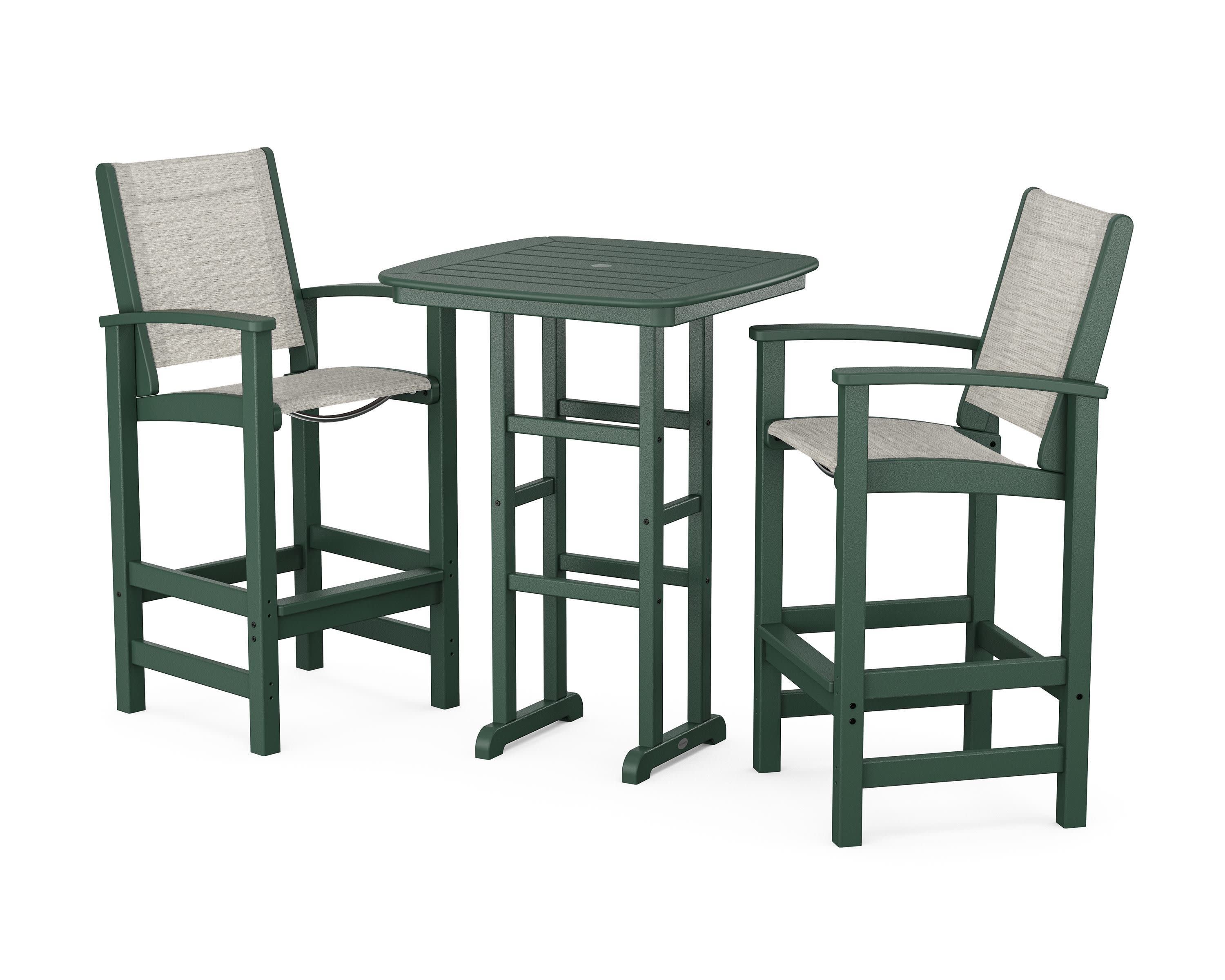Coastal 3-Piece Bar Set in Green / Birch Sling