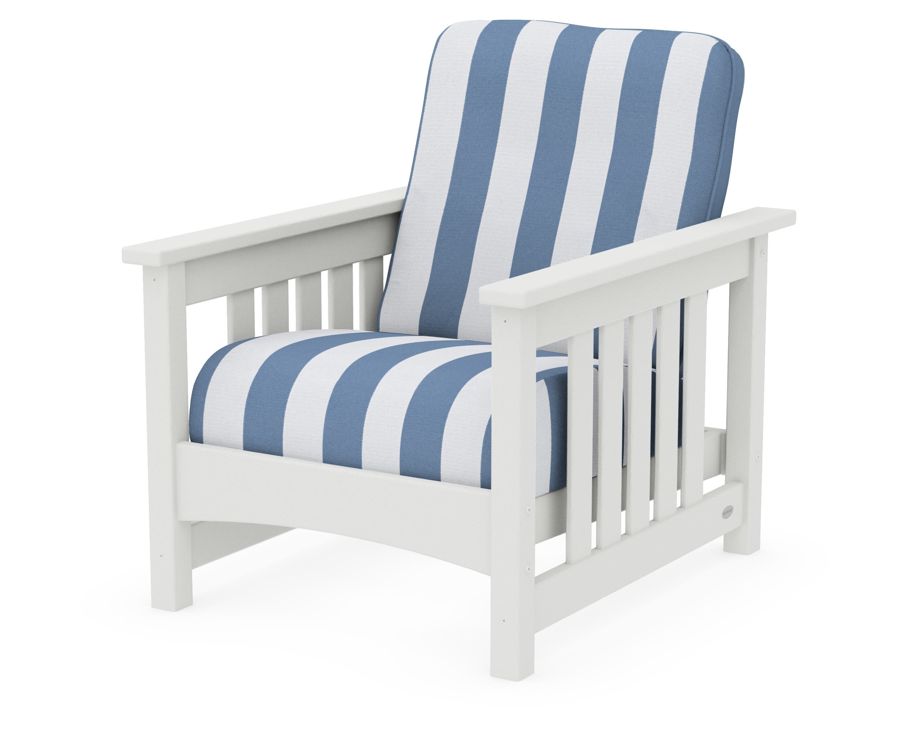 Club Mission Chair in Vintage White / Cabana Stripe Sky Blue