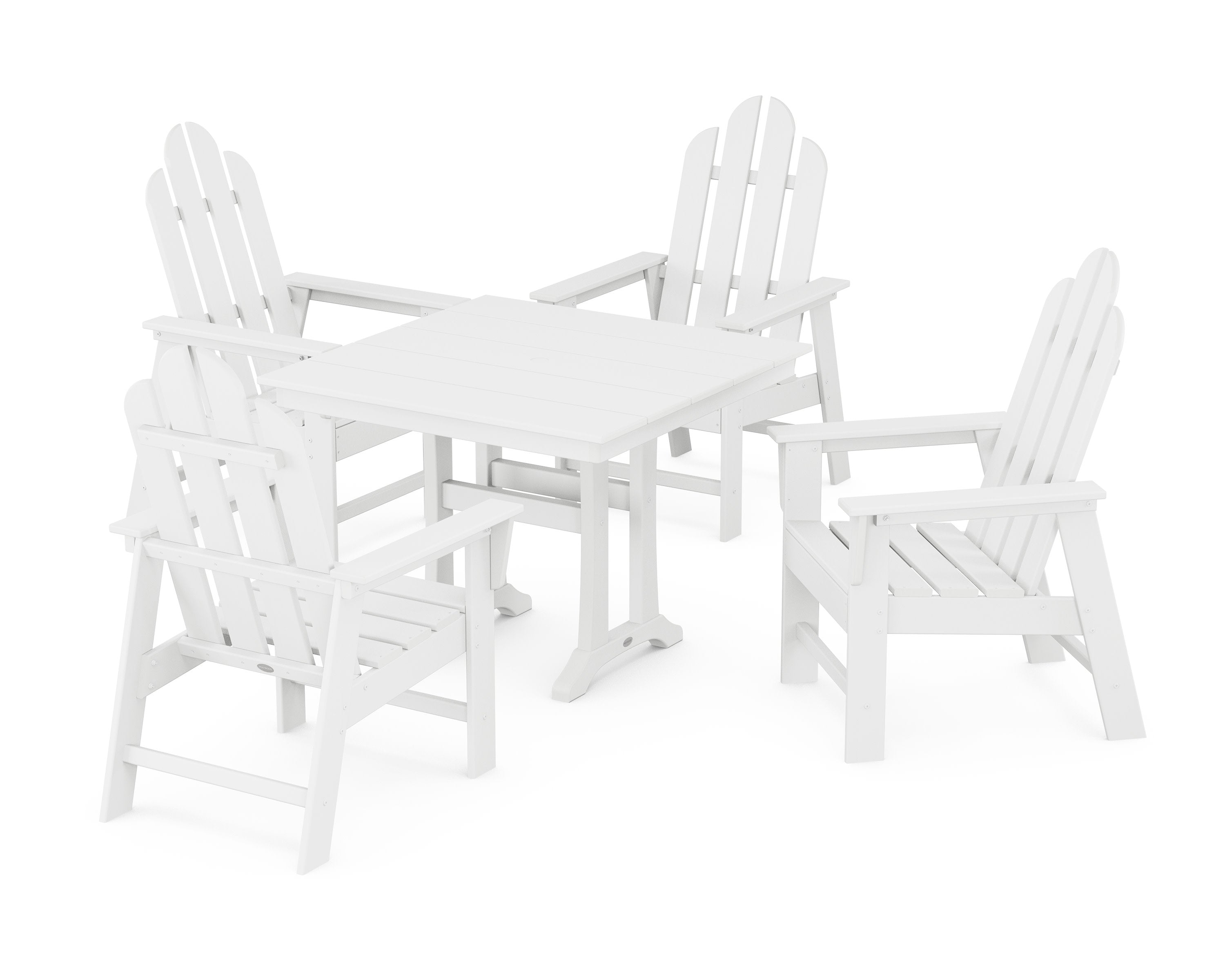 Long Island 5-Piece Farmhouse Dining Set With Trestle Legs in White